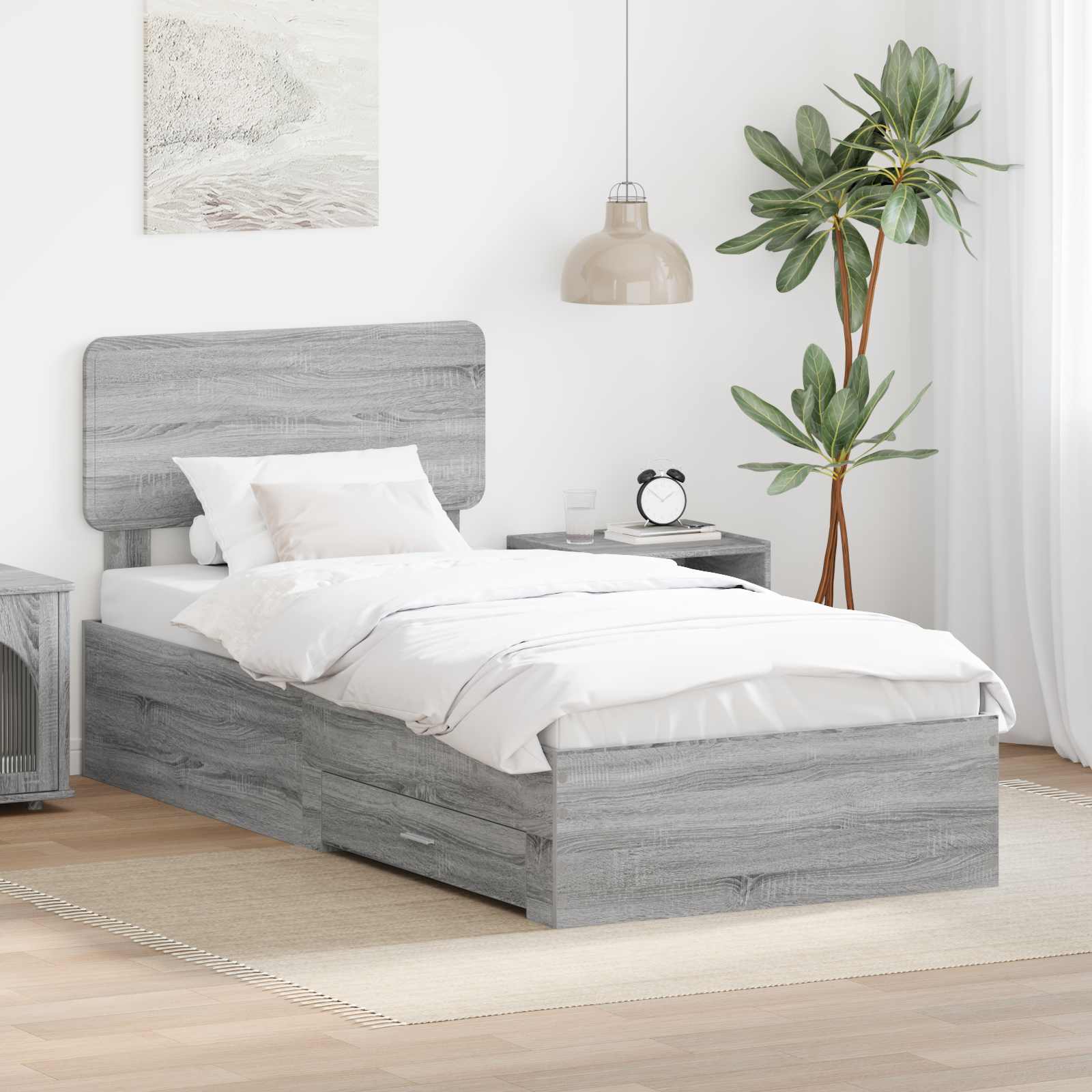 Krevetna konstrukcija Siva Sonoma 90 x 200 cm Konstruirano drvo