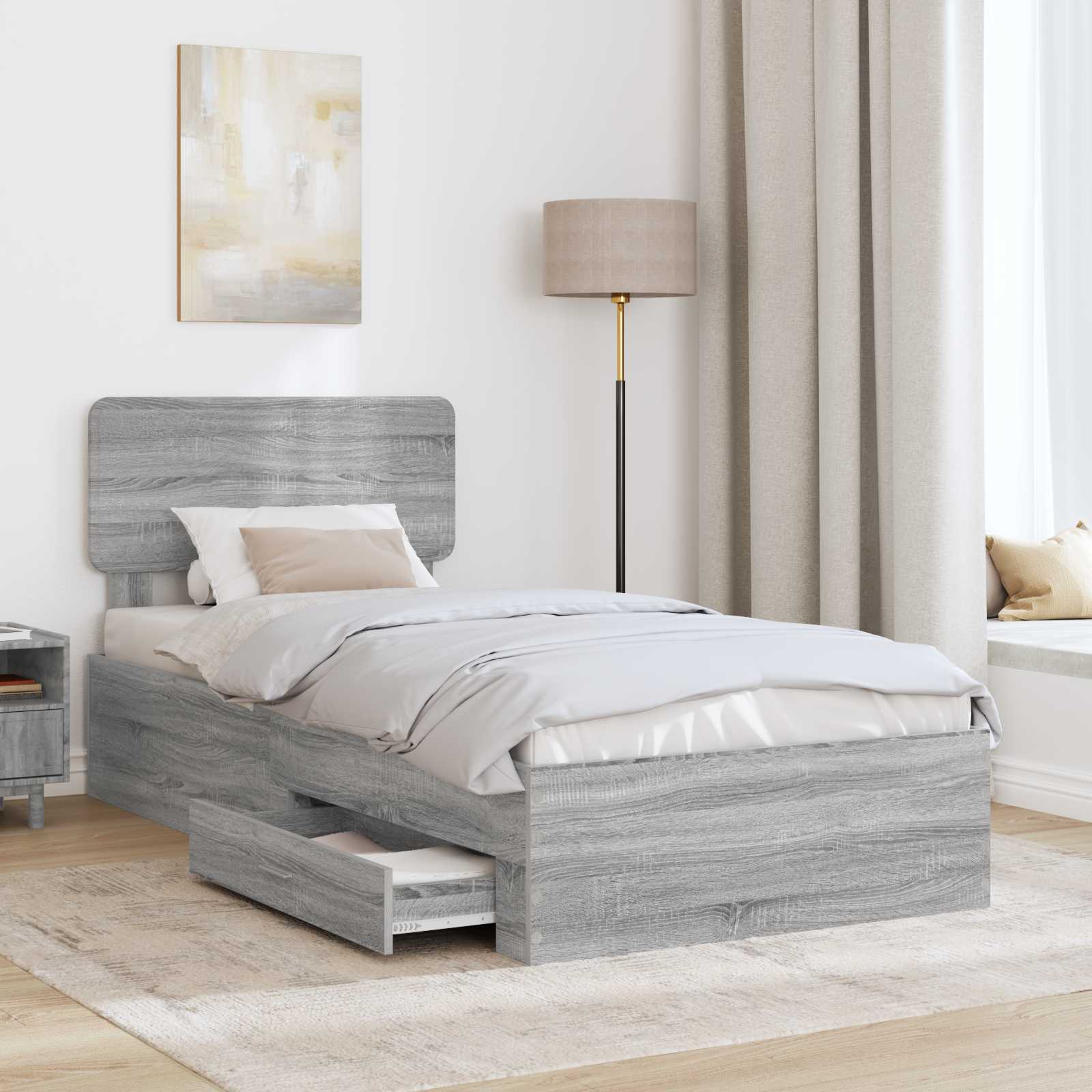 Krevetna konstrukcija Siva Sonoma 90 x 190 cm Konstruirano drvo