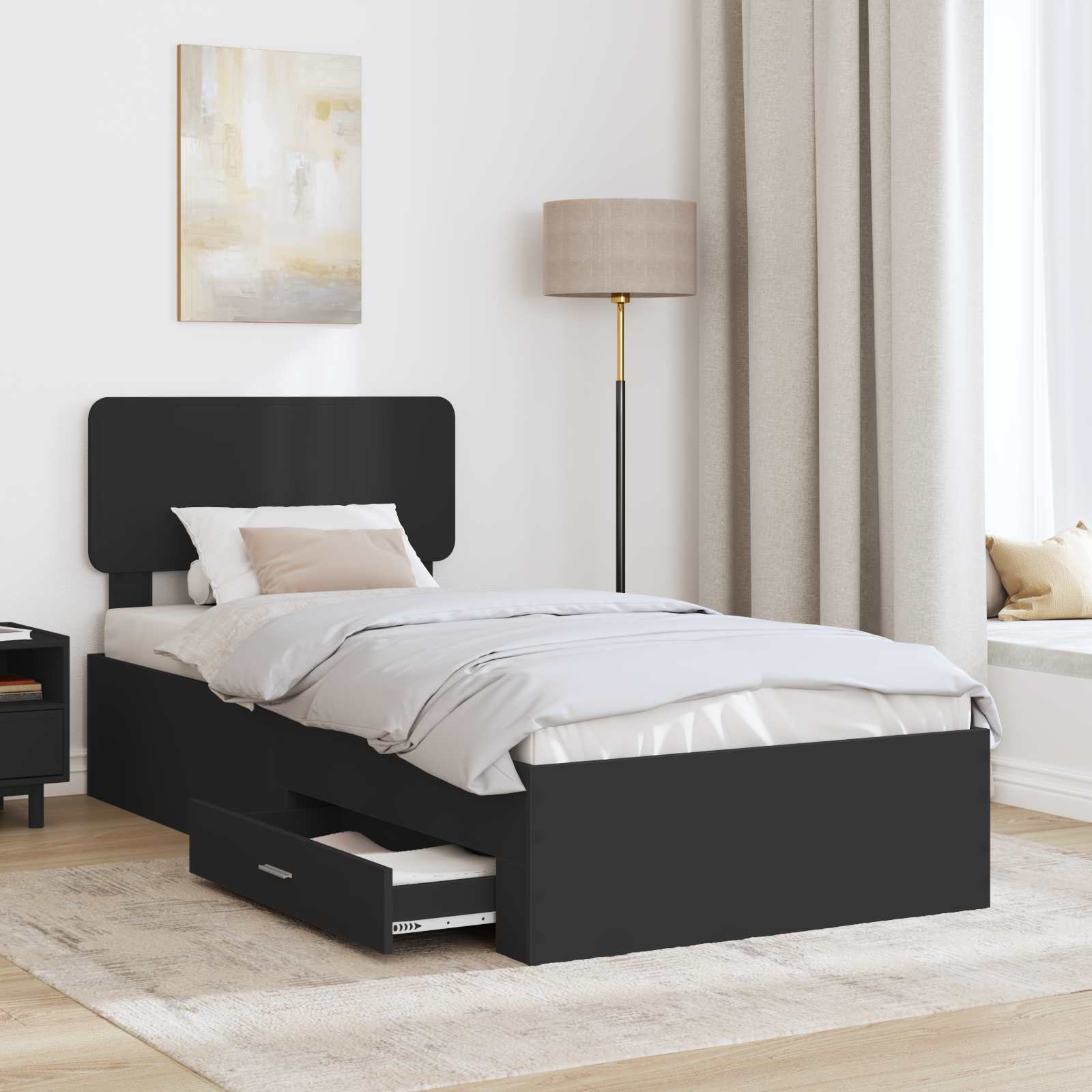 Krevetna konstrukcija Crna 75 x 190 cm Konstruirano drvo