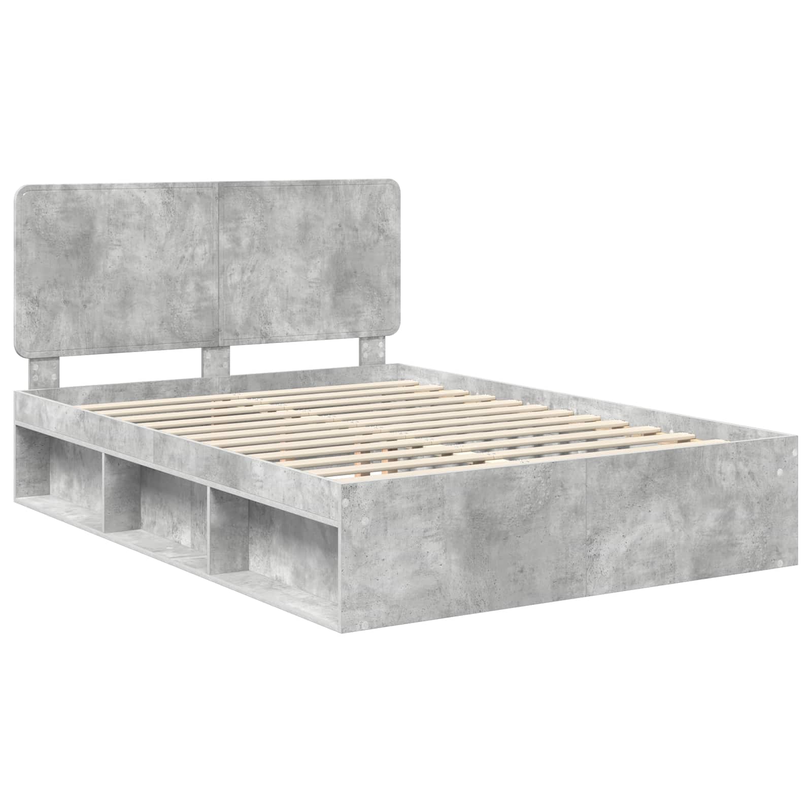 Krevetna konstrukcija Beton 140 x 190 cm Čvrsto borovo drvo