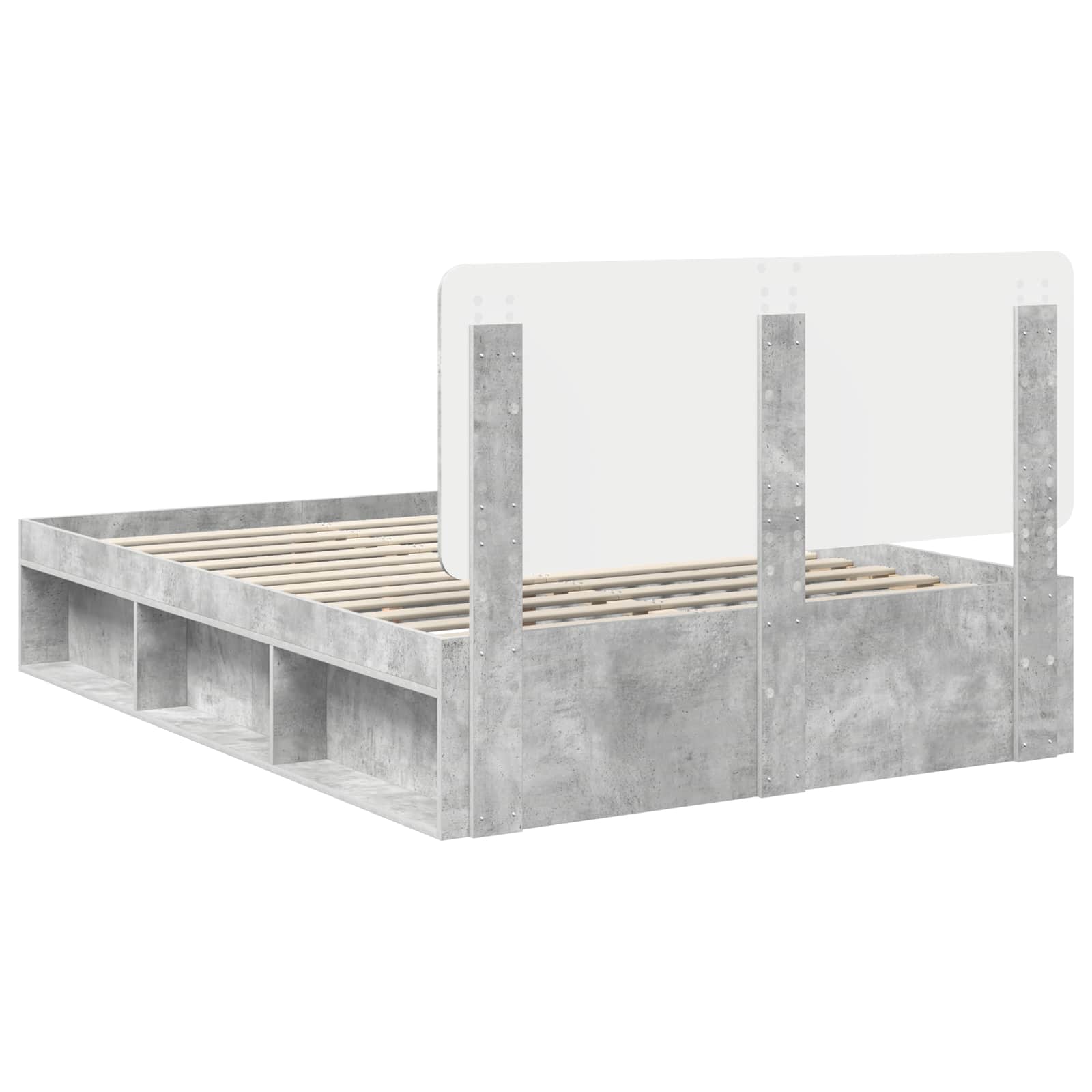 Krevetna konstrukcija Beton 140 x 190 cm Čvrsto borovo drvo