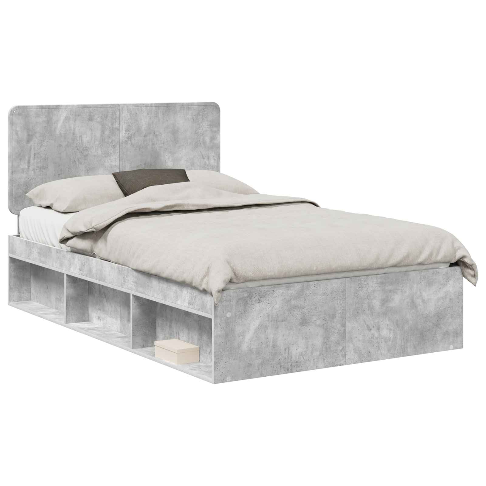 Krevetna konstrukcija s uzglavljem Betonska siva 135 x 190 cm