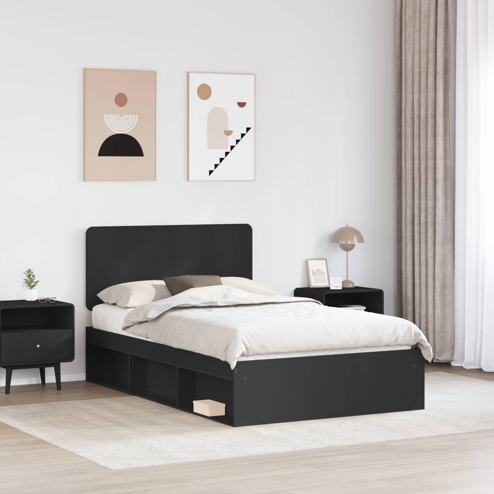 Krevetna konstrukcija Crna 120 x 200 cm Čvrsto borovo drvo