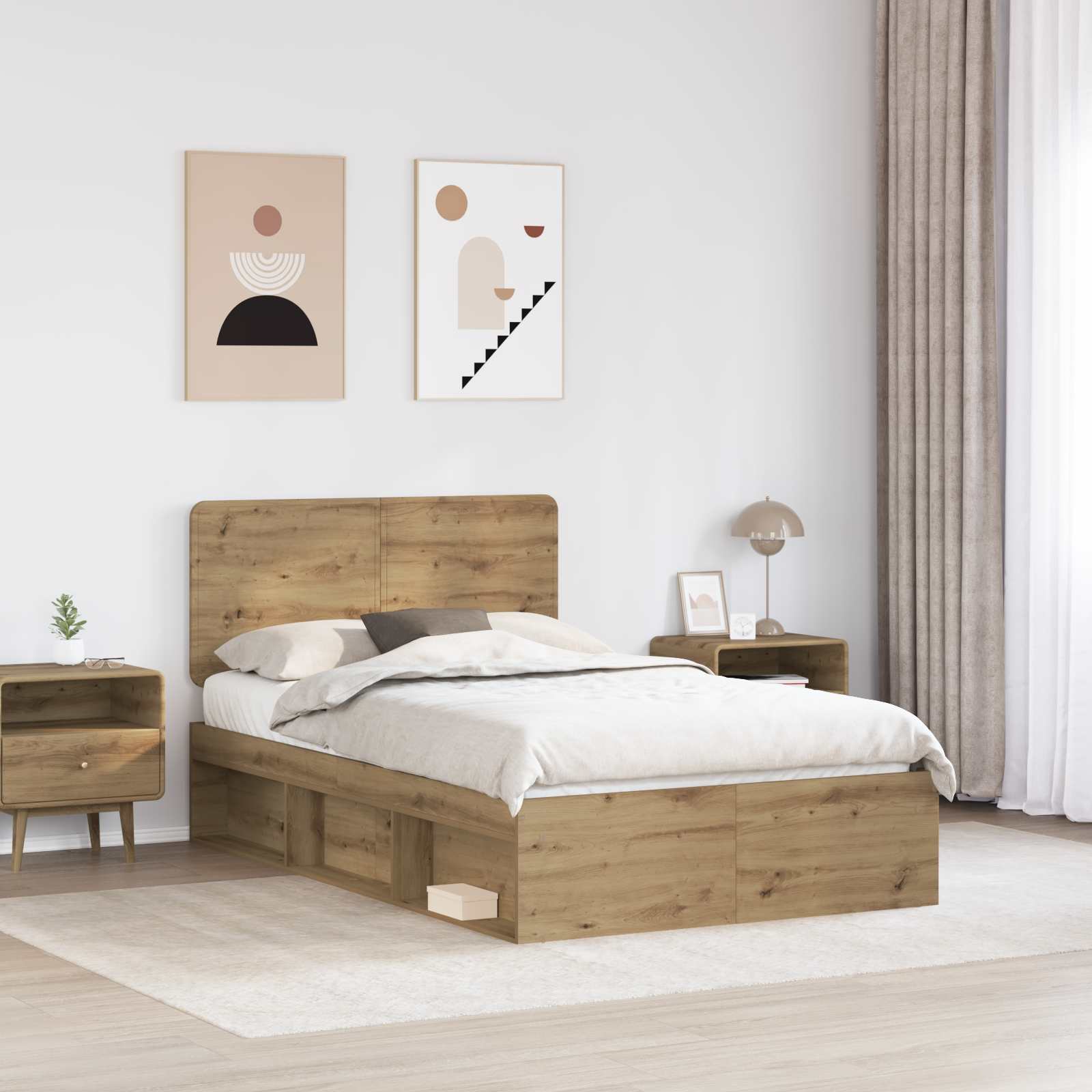 Krevetna konstrukcija Umjetnička hrastovina 120 x 200 cm