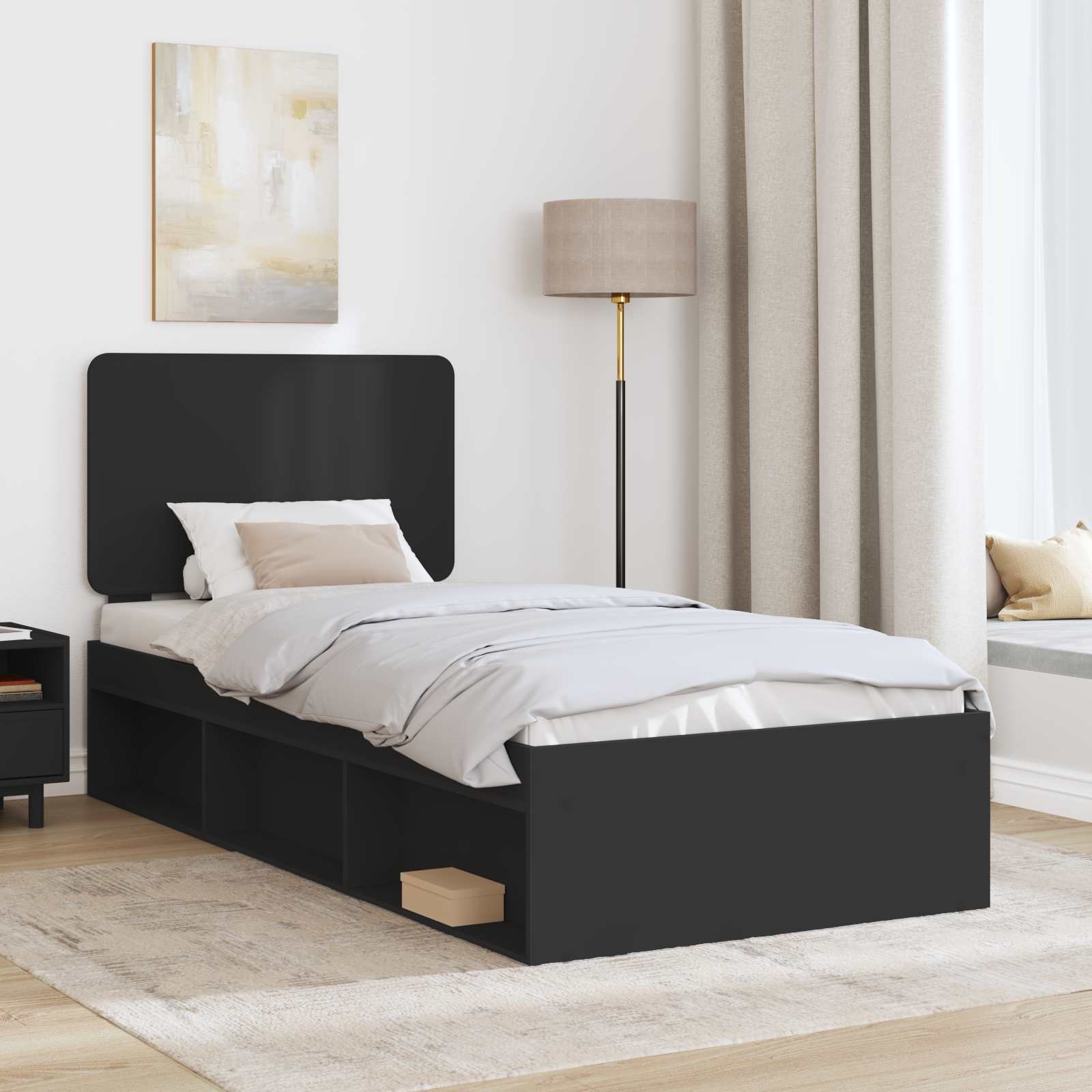 Krevetna konstrukcija Crna 100 x 200 cm Čvrsto borovo drvo