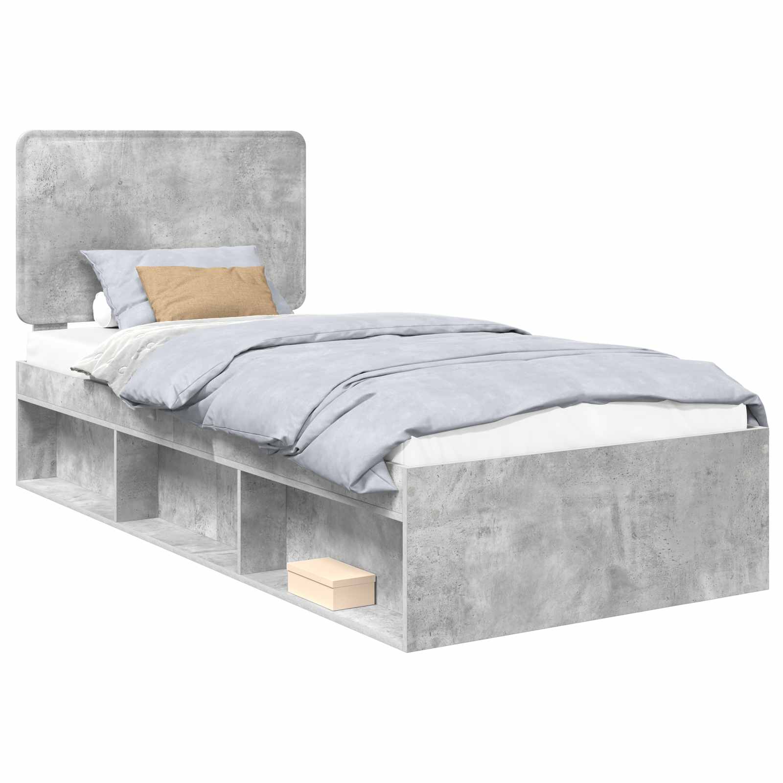 Krevetna konstrukcija s uzglavljem Betonska siva 100 x 200 cm