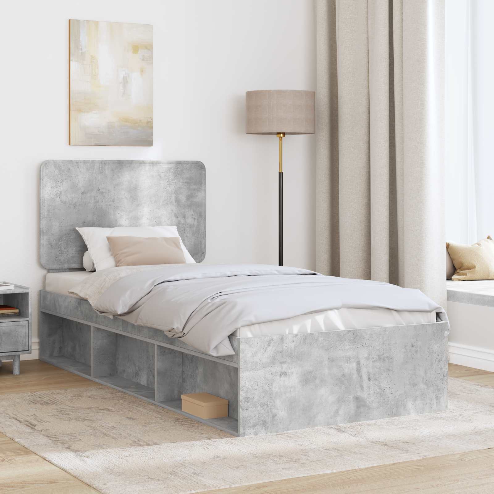 Krevetna konstrukcija Beton 90 x 200 cm Čvrsto borovo drvo