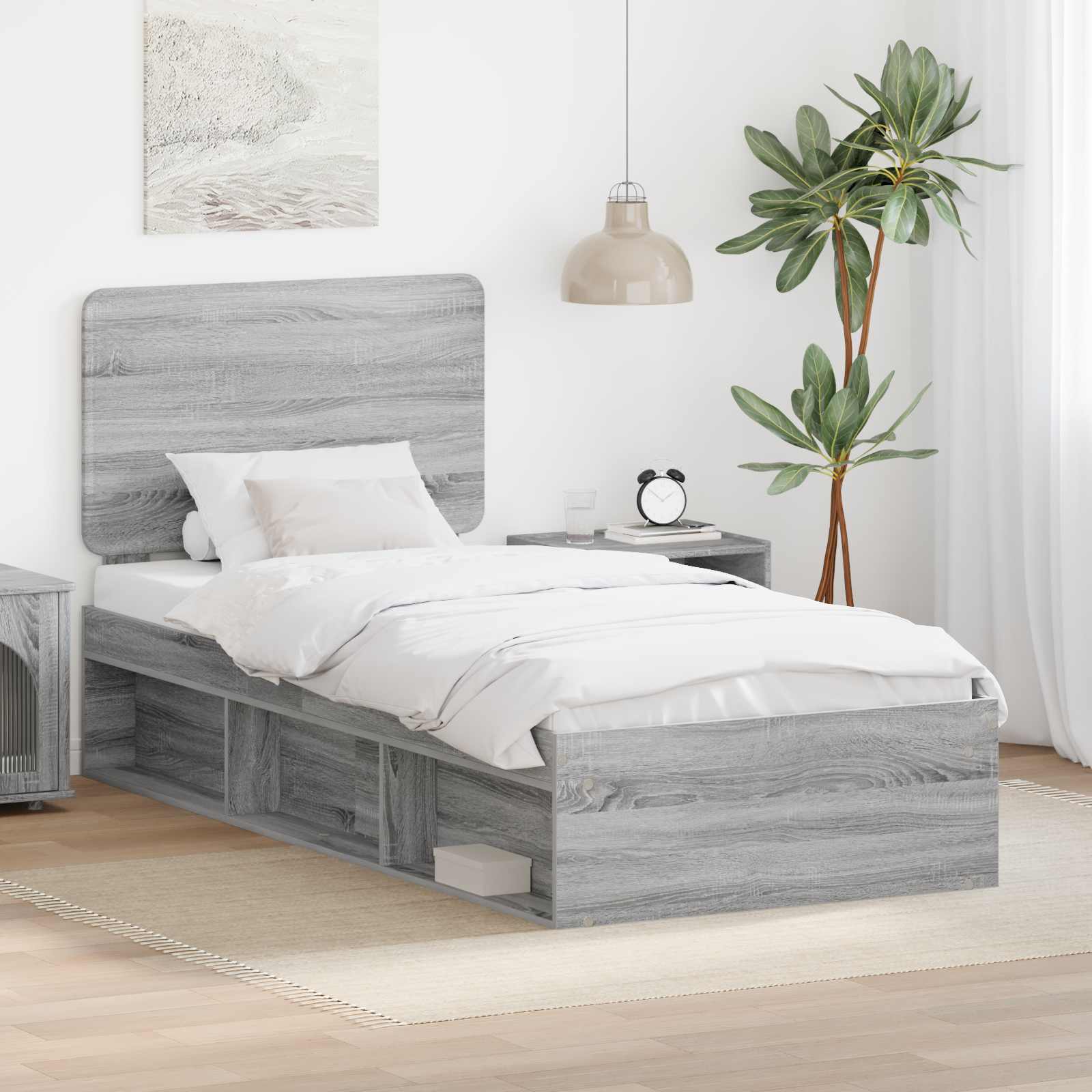 Krevetna konstrukcija s uzglavljem Siva Sonoma 75 x 190 cm