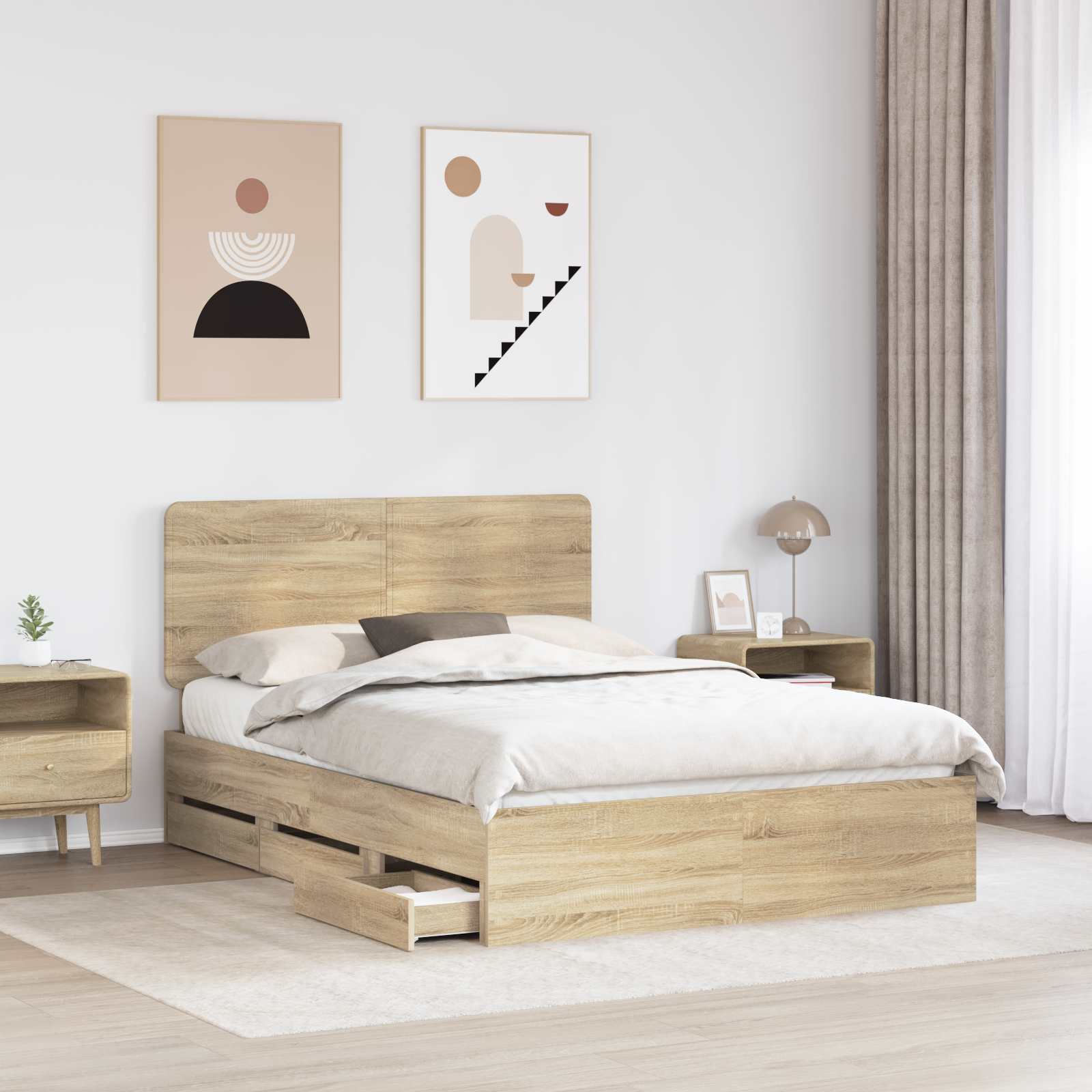Krevetna konstrukcija s ladicama Sonoma hrast 150 x 200 cm