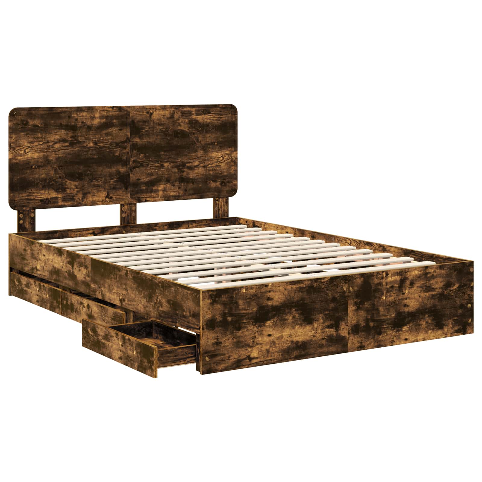 Krevetna konstrukcija s ladicama Dimljeni hrast 140 x 200 cm