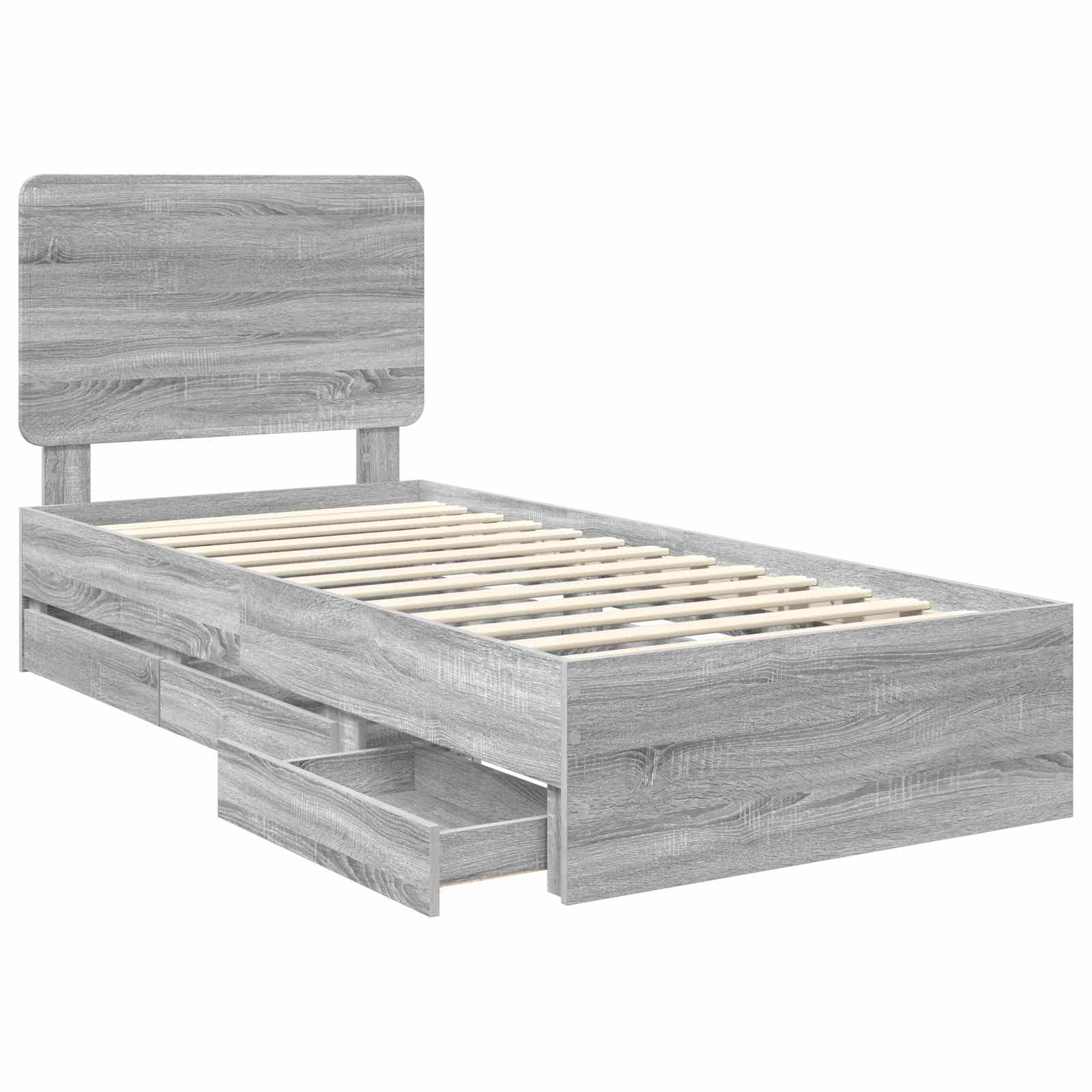 Krevetna konstrukcija Siva Sonoma 90 x 200 cm Inženjersko Drvo