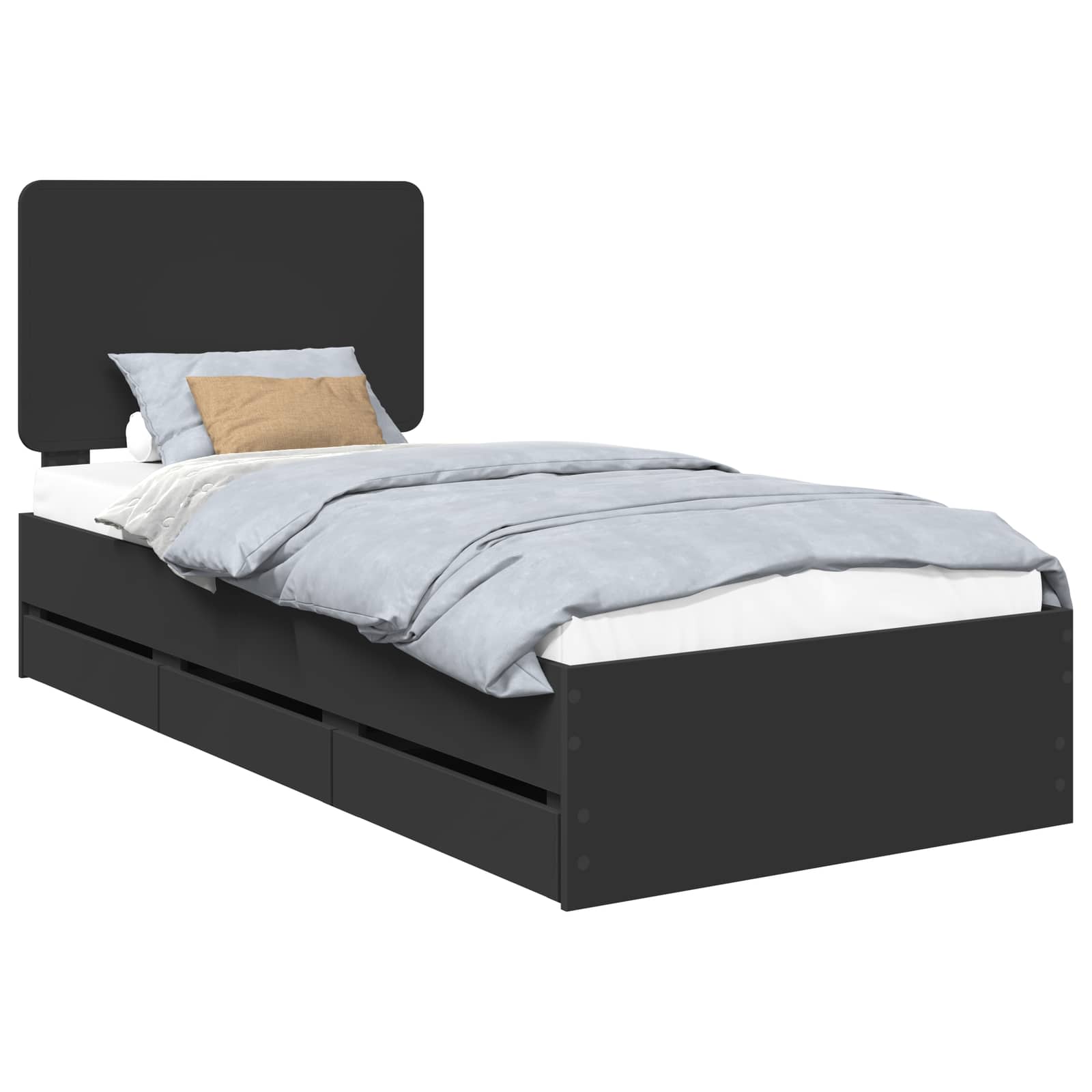 Krevetna konstrukcija Crna 75 x 190 cm Inženjersko Drvo