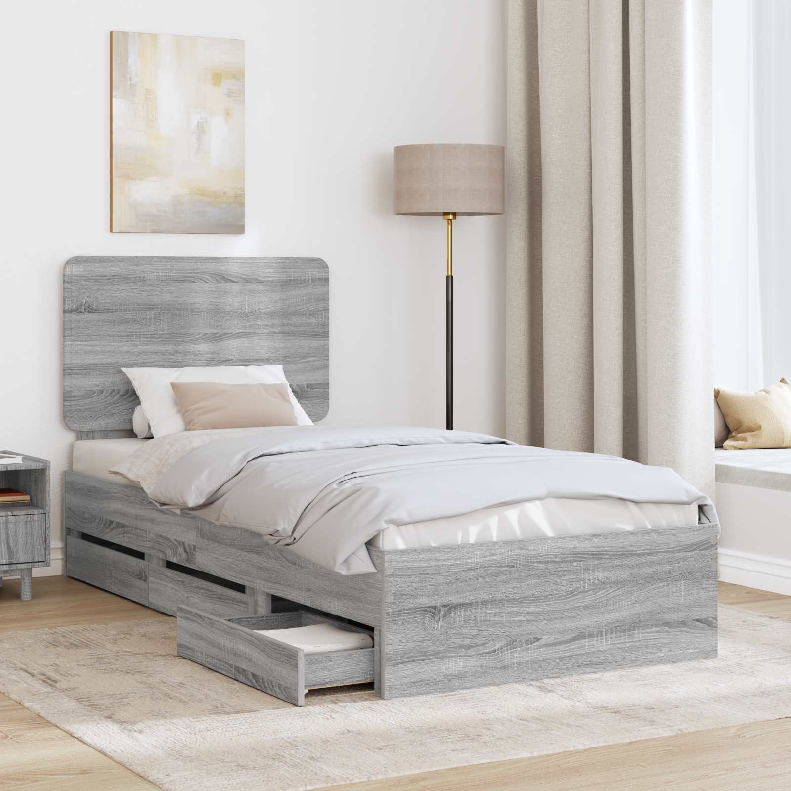 Krevetna konstrukcija Siva Sonoma 75 x 190 cm Inženjersko Drvo