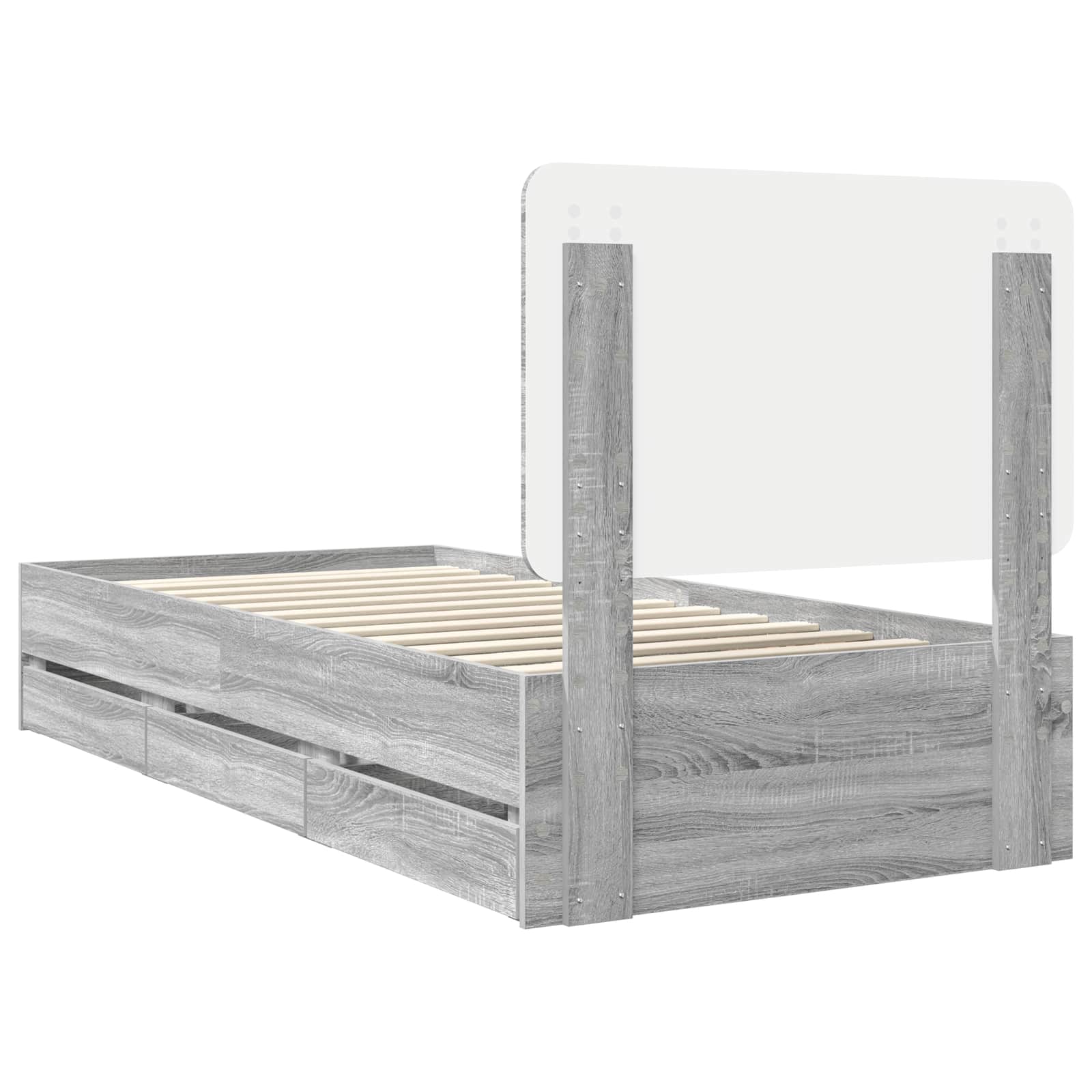 Krevetna konstrukcija Siva Sonoma 75 x 190 cm Inženjersko Drvo