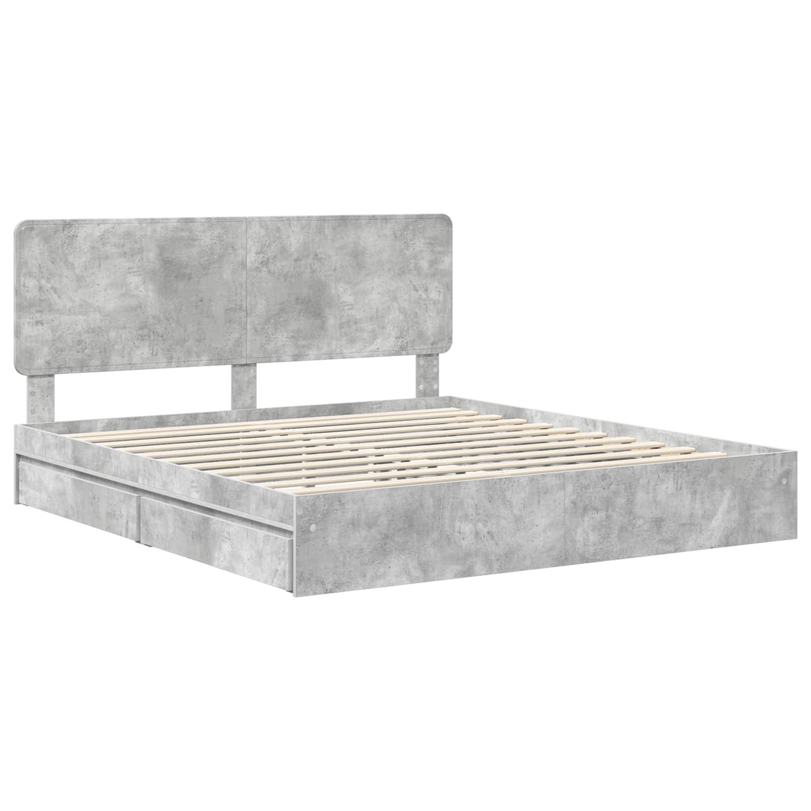 Krevet s od storage s uzglavljem Betonski sivi 200 x 200 cm