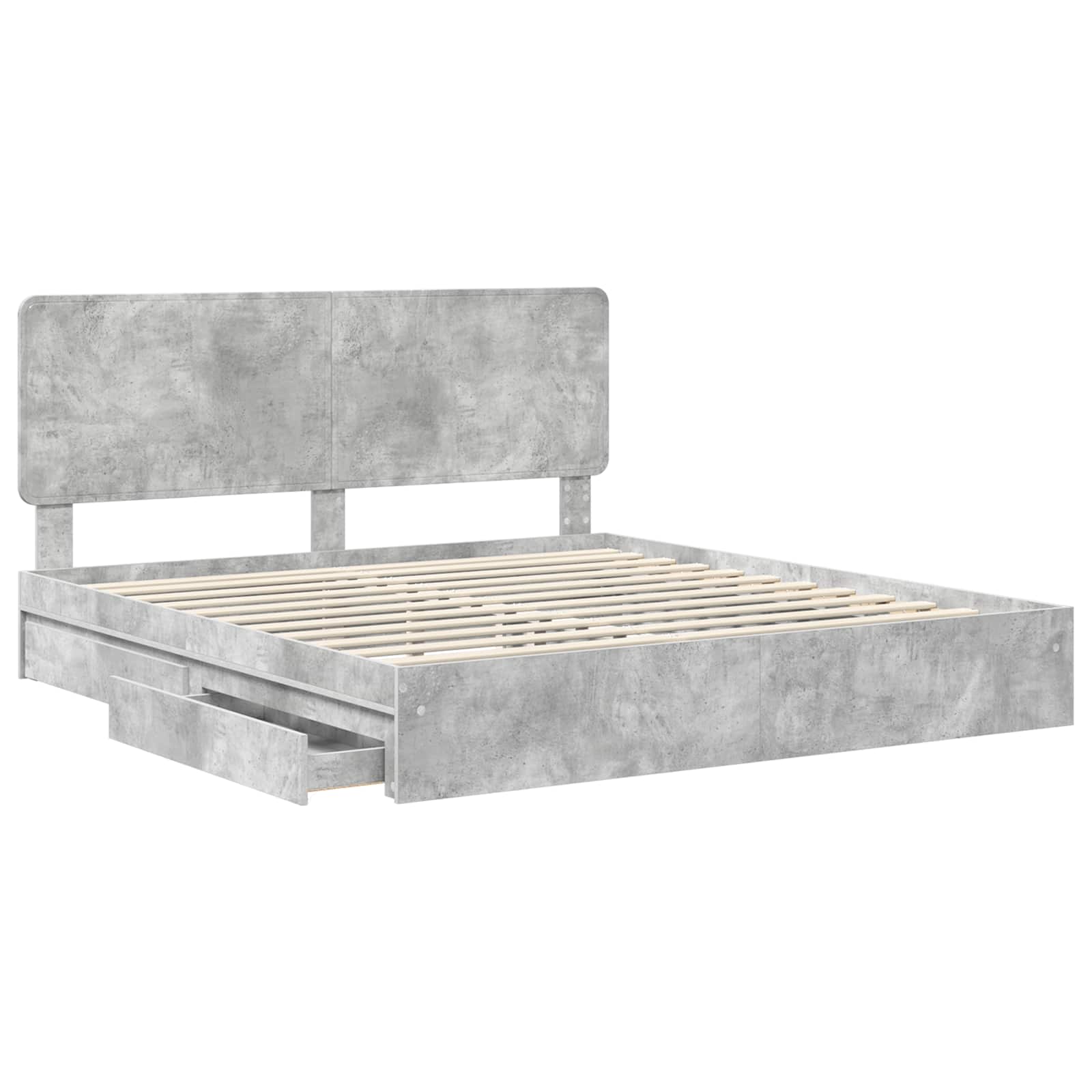 Krevet s od storage s uzglavljem Betonski sivi 200 x 200 cm