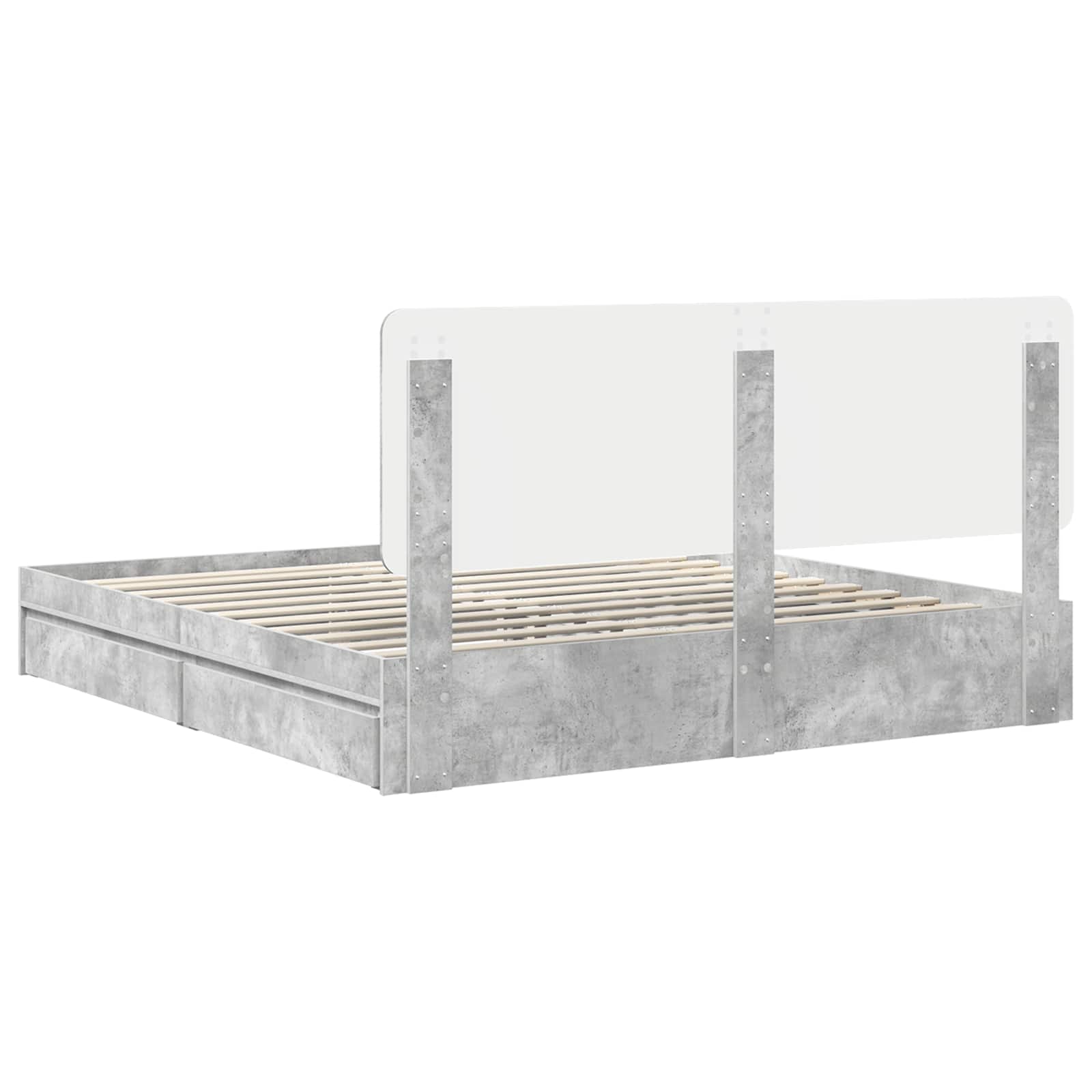 Krevet s od storage s uzglavljem Betonski sivi 200 x 200 cm