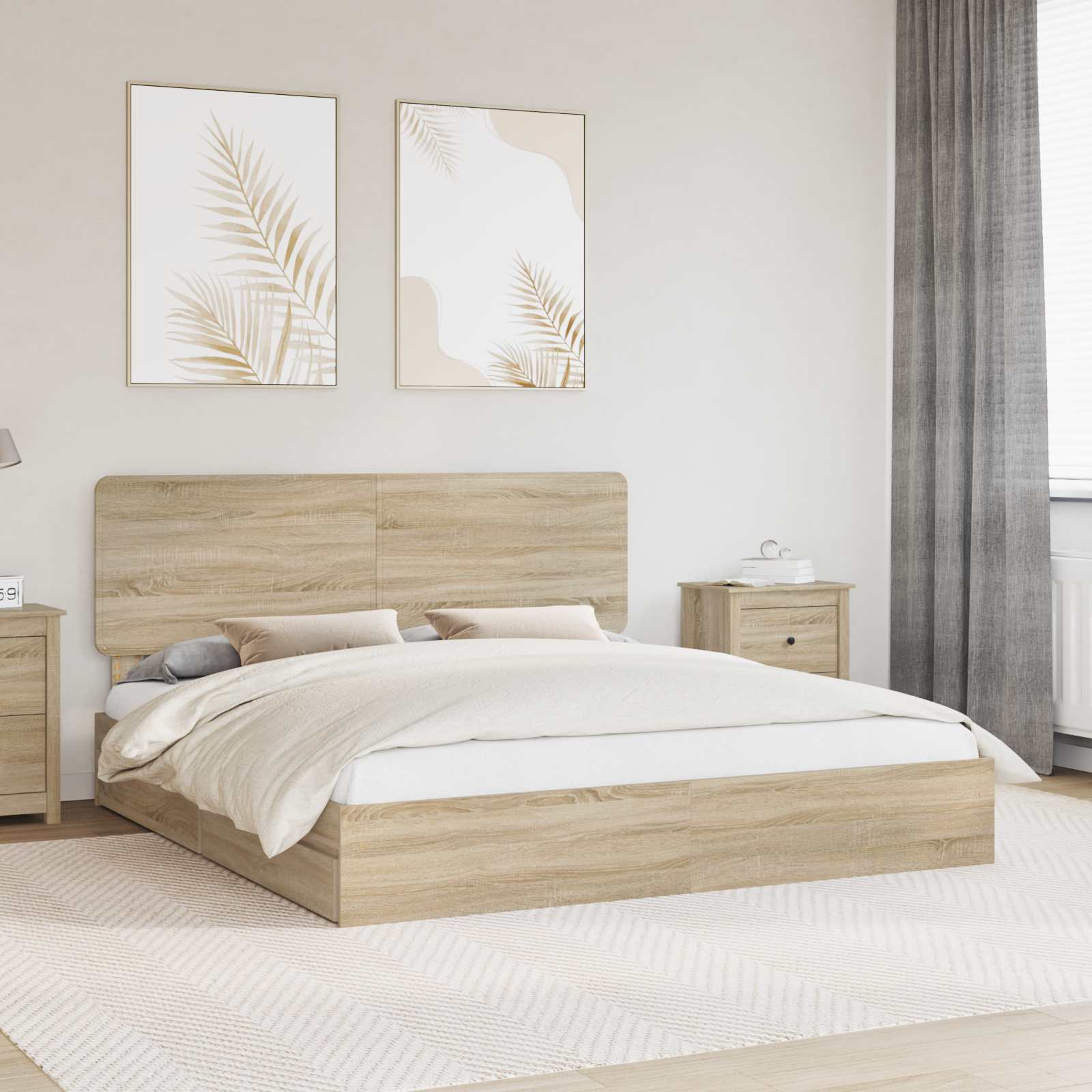 Krevet s od storage Sonoma hrast 180 x 200 cm Konstruirano drvo