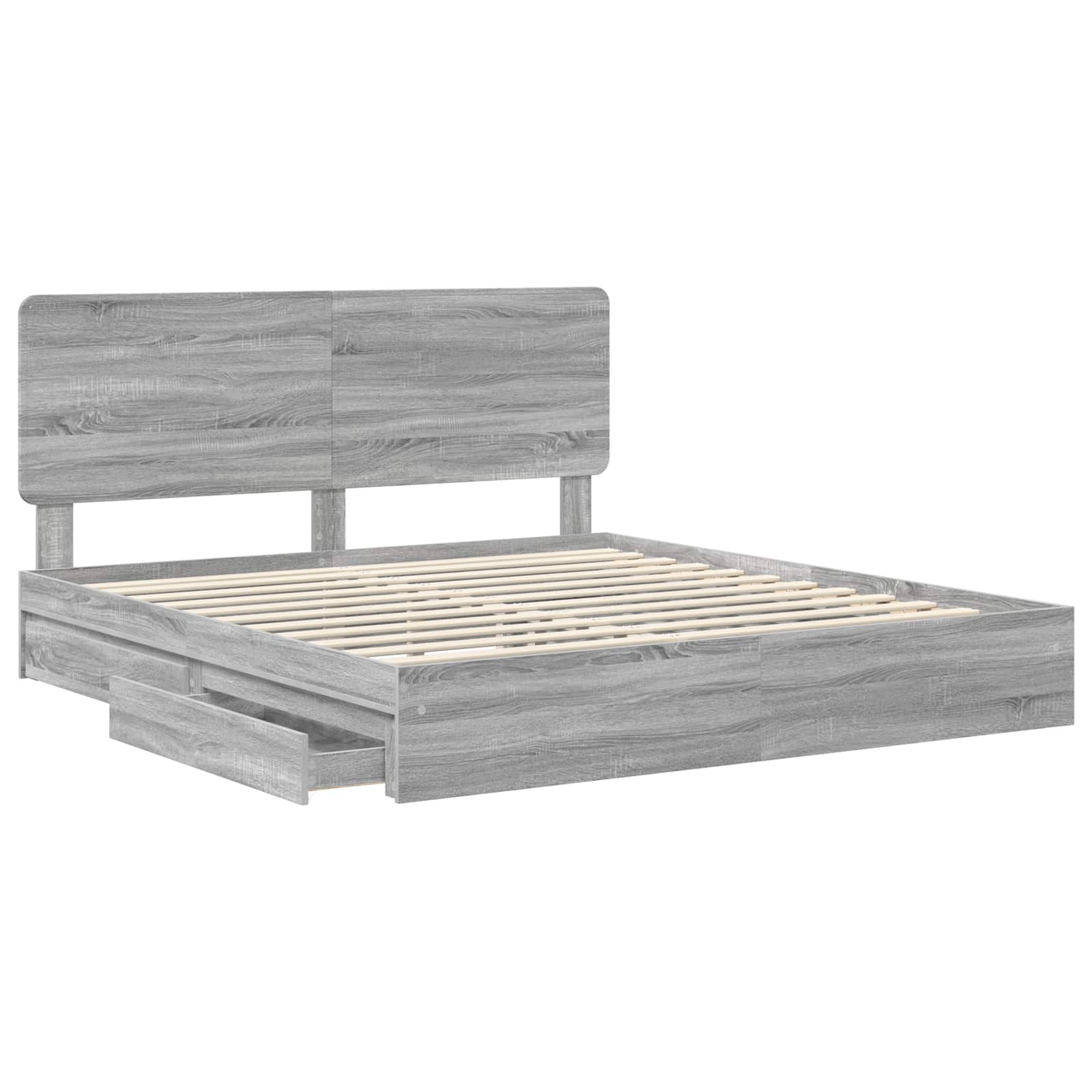 Krevet s od storage Siva Sonoma 180 x 200 cm Konstruirano drvo