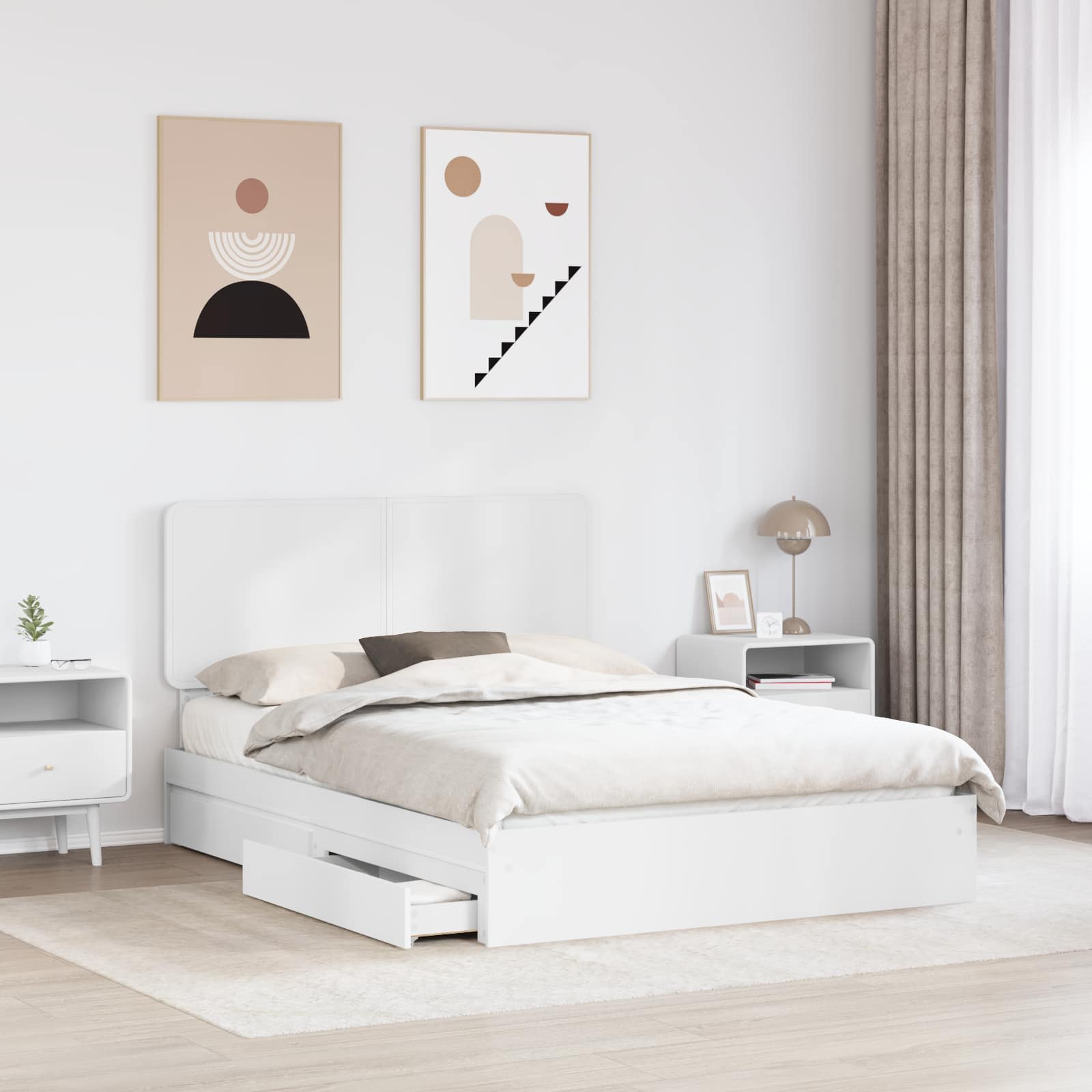 Krevet s od storage Bijelo 160 x 200 cm Konstruirano drvo