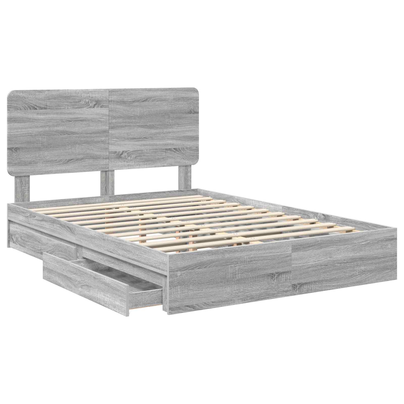 Krevet s od storage Siva Sonoma 160 x 200 cm Konstruirano drvo