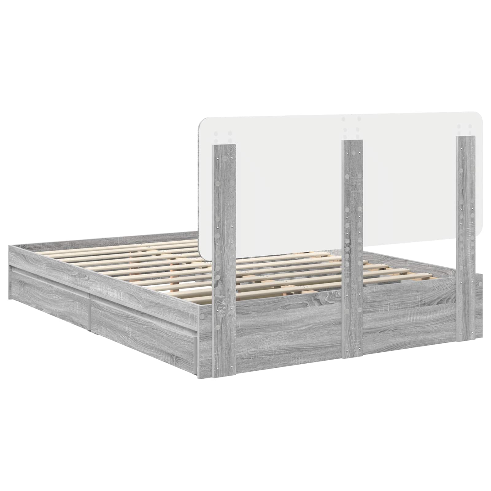 Krevet s od storage Siva Sonoma 160 x 200 cm Konstruirano drvo