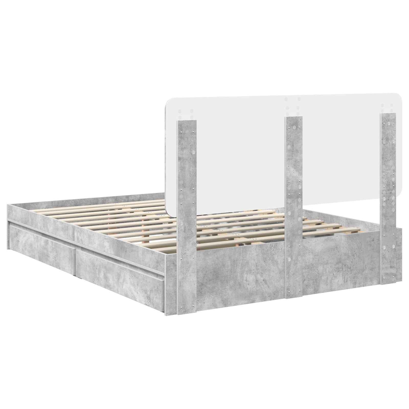 Krevet s od storage s uzglavljem Betonski sivi 150 x 200 cm