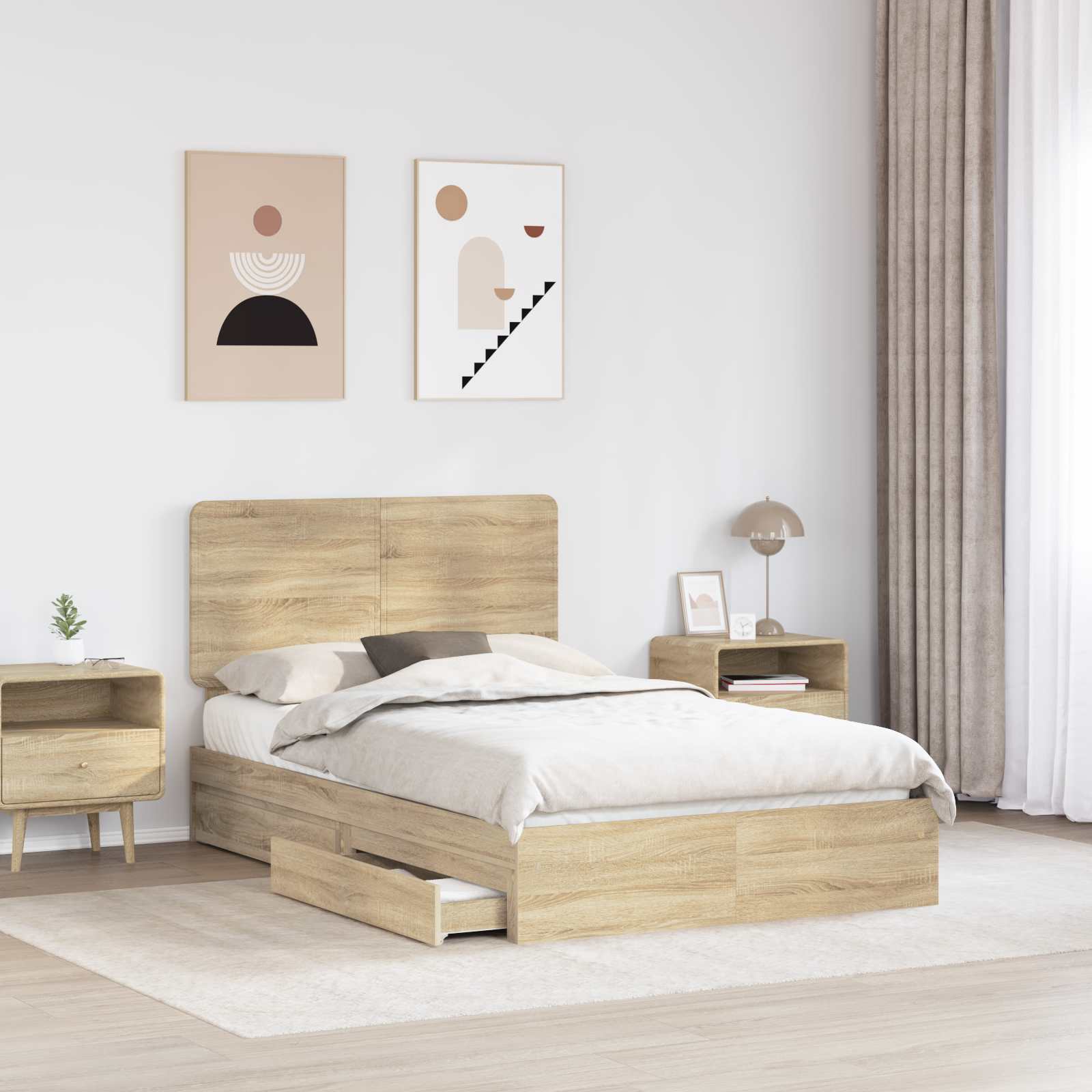 Krevet s od storage Sonoma hrast 135 x 190 cm Konstruirano drvo