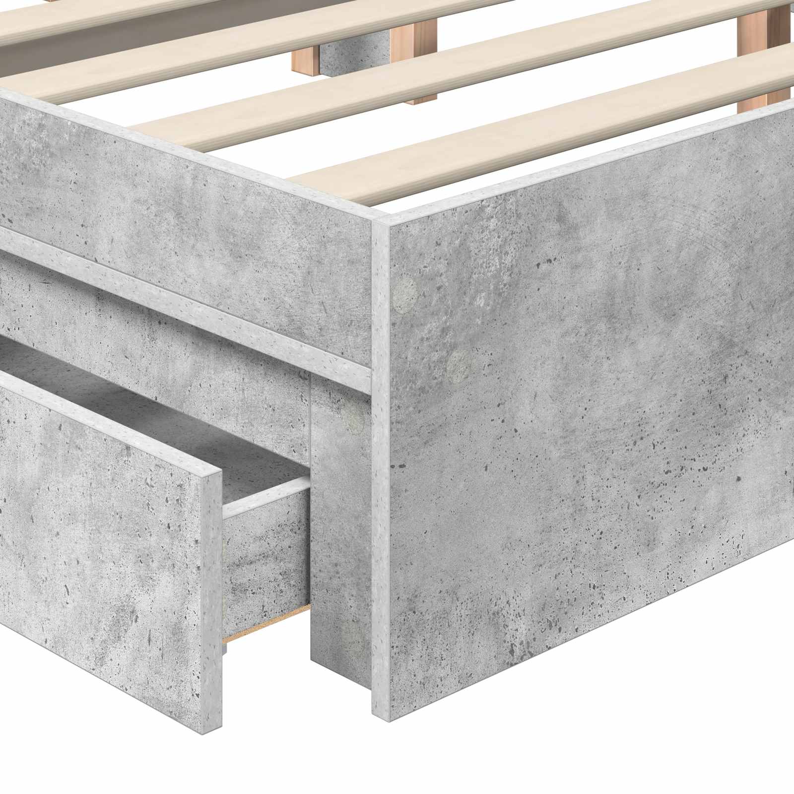 Krevet s od storage s uzglavljem Betonski sivi 135 x 190 cm