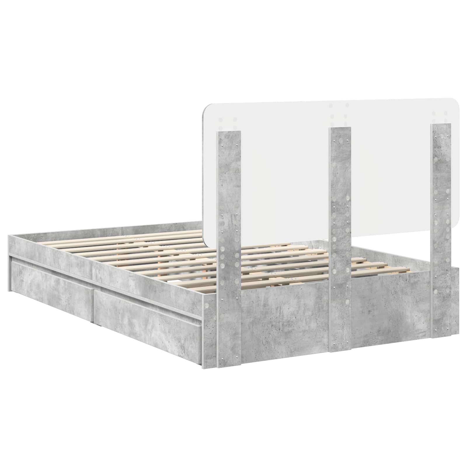 Krevet s od storage s uzglavljem Betonski sivi 135 x 190 cm