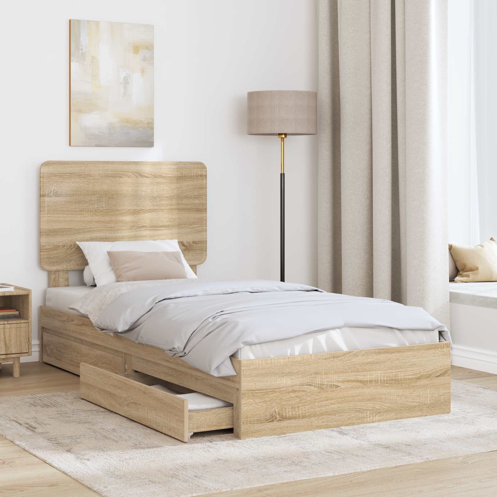 Krevet s od storage Sonoma hrast 100 x 200 cm Konstruirano drvo