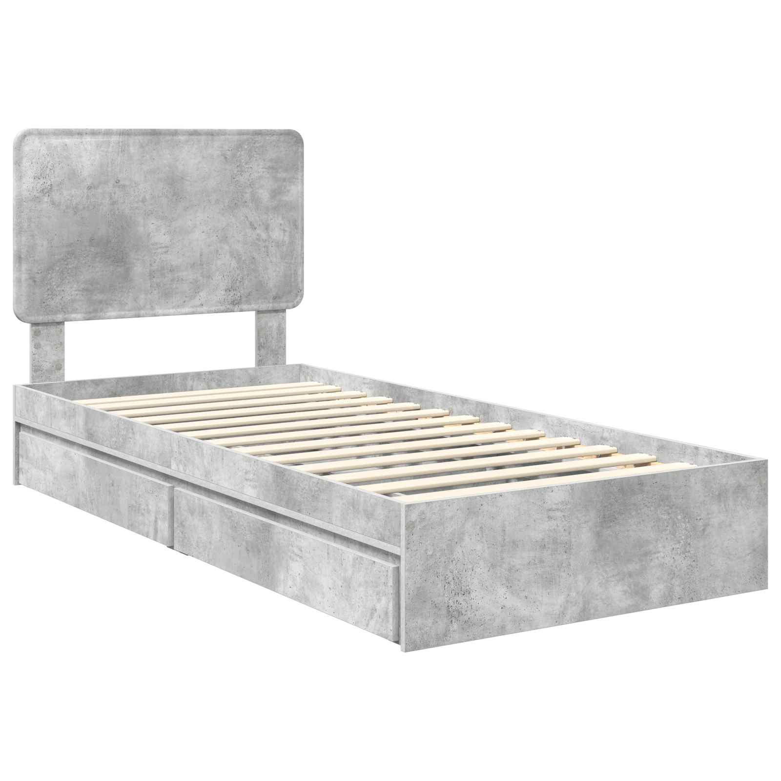 Krevet s od storage s uzglavljem Betonski sivi 100 x 200 cm