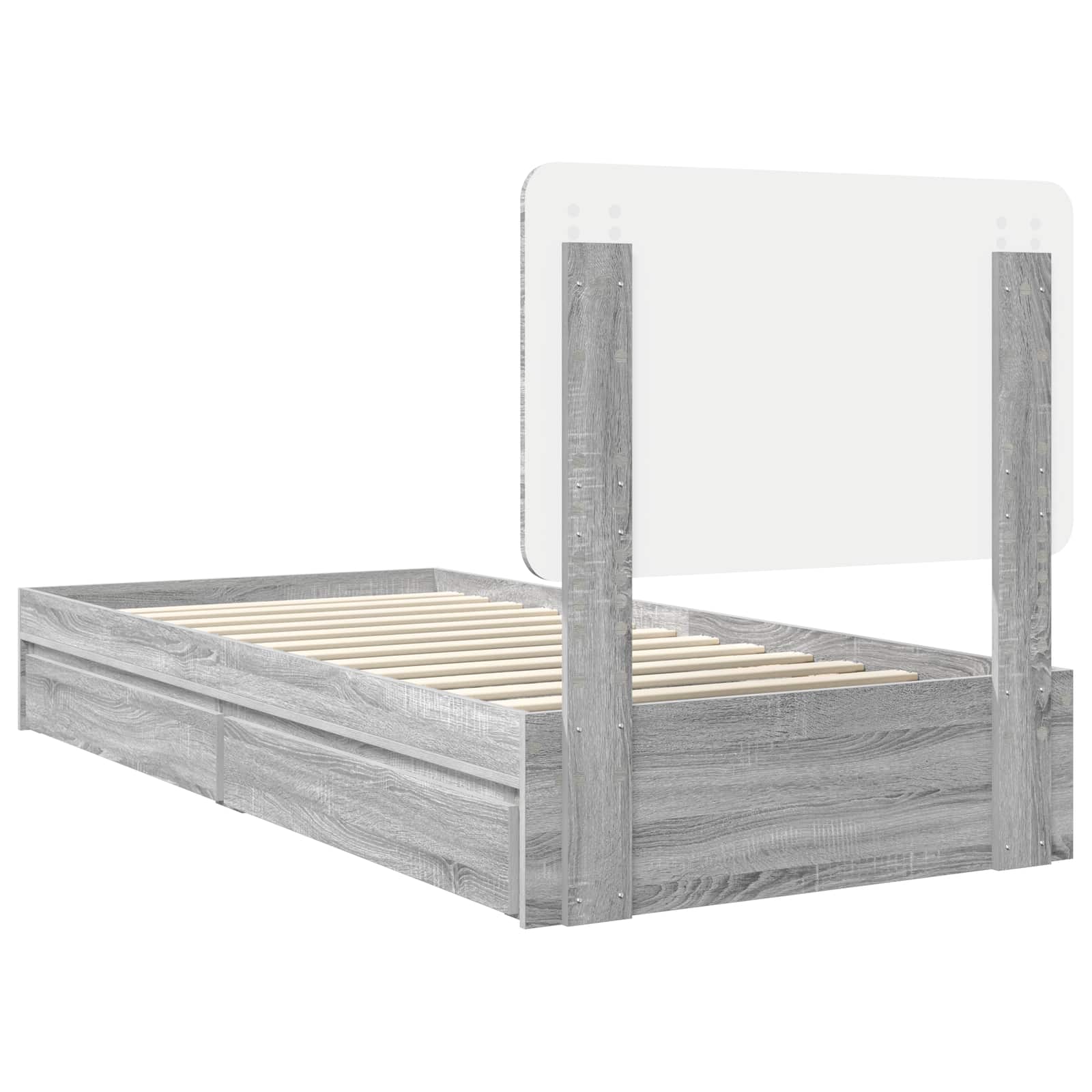 Krevet s od storage Siva Sonoma 100 x 200 cm Konstruirano drvo