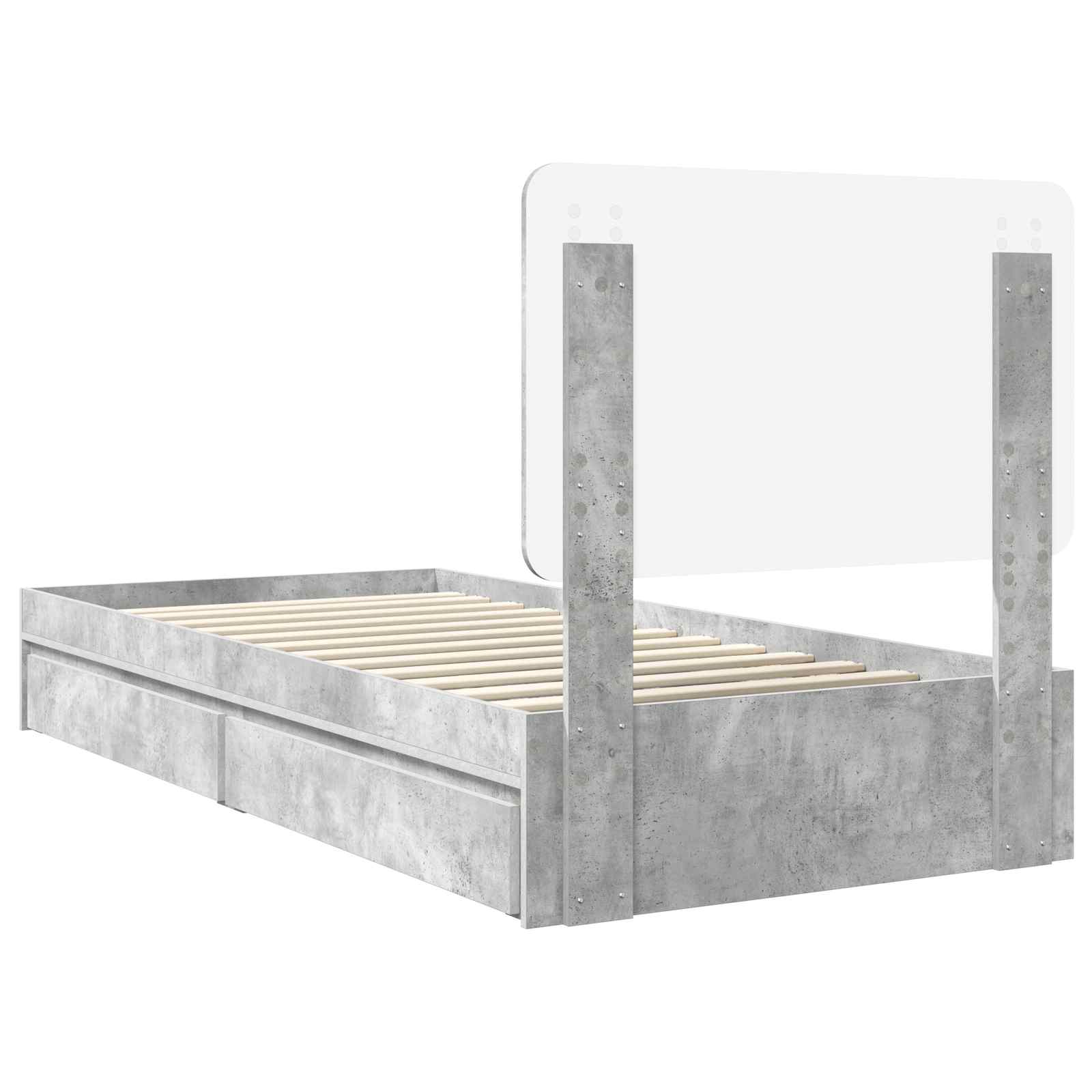 Krevet s od storage Betonski sivi 90 x 190 cm Konstruirano drvo