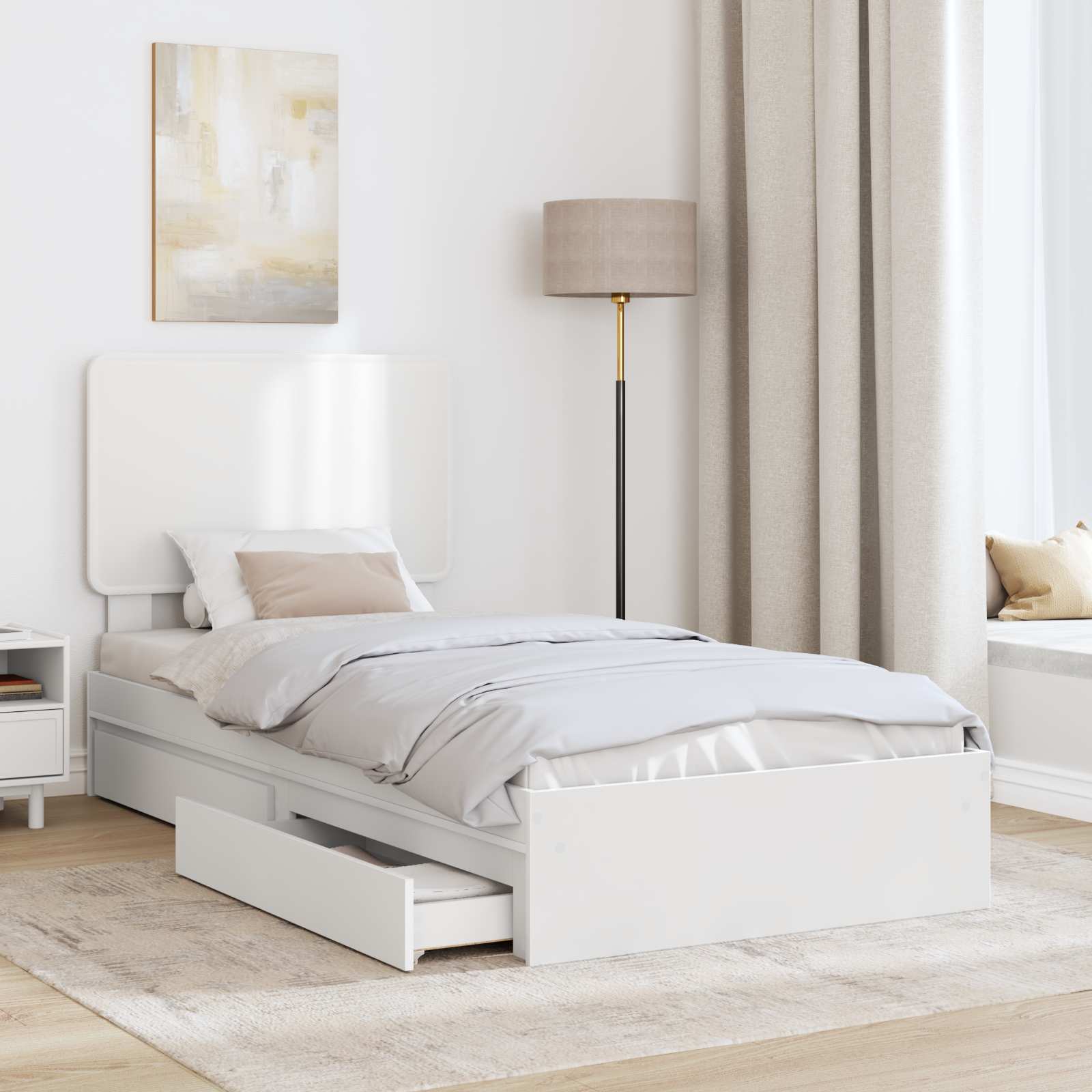 Krevet s od storage Bijelo 75 x 190 cm Konstruirano drvo