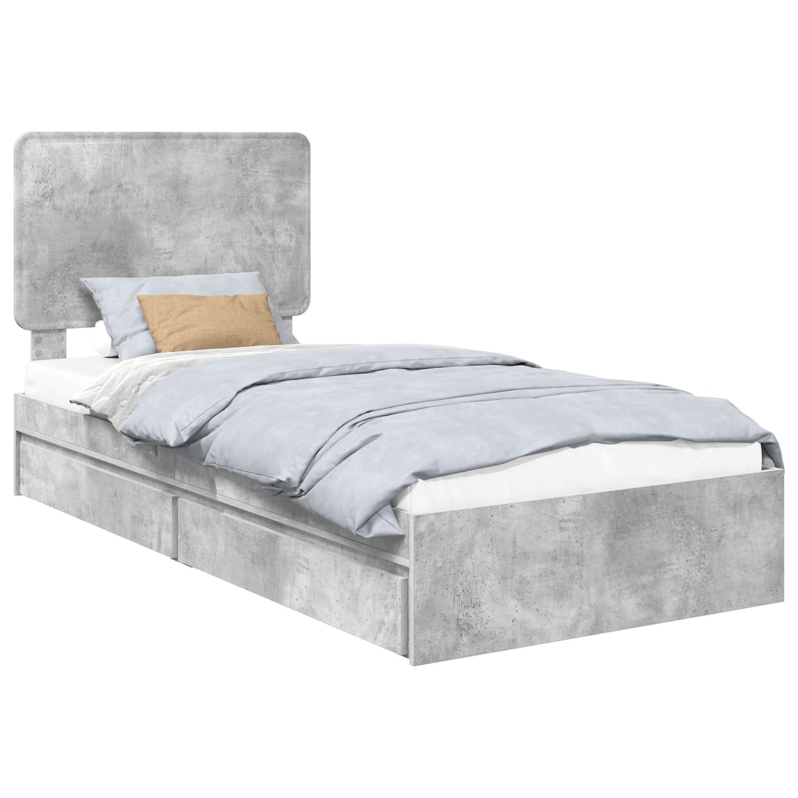 Krevet s od storage Betonski sivi 75 x 190 cm Konstruirano drvo
