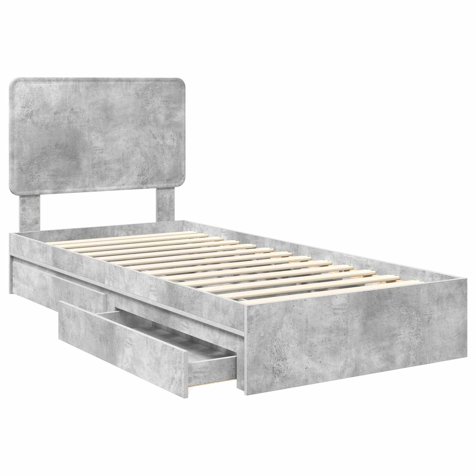 Krevet s od storage Betonski sivi 75 x 190 cm Konstruirano drvo
