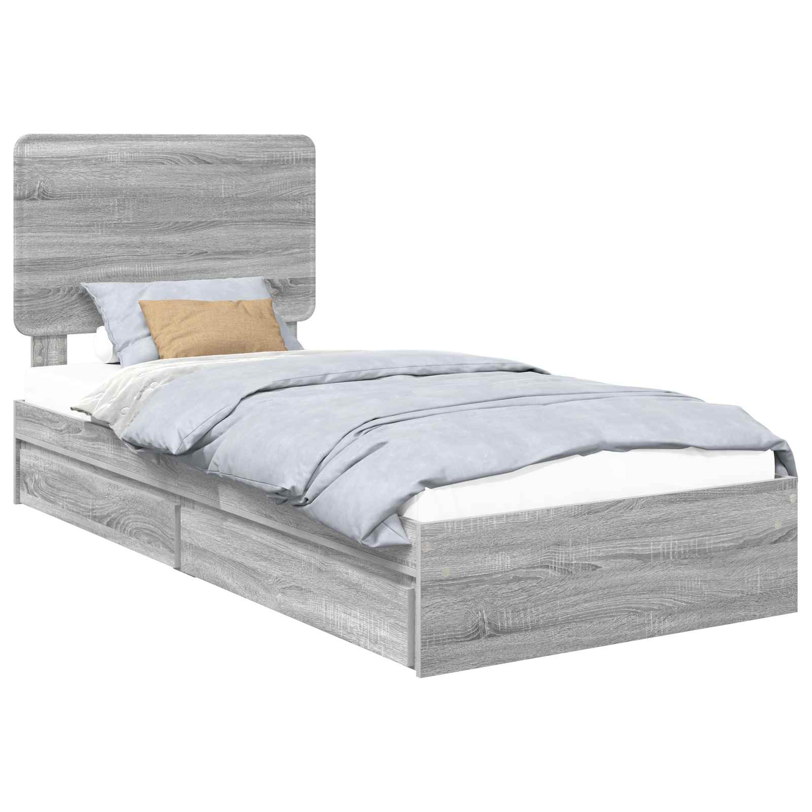 Krevet s od storage Siva Sonoma 75 x 190 cm Konstruirano drvo