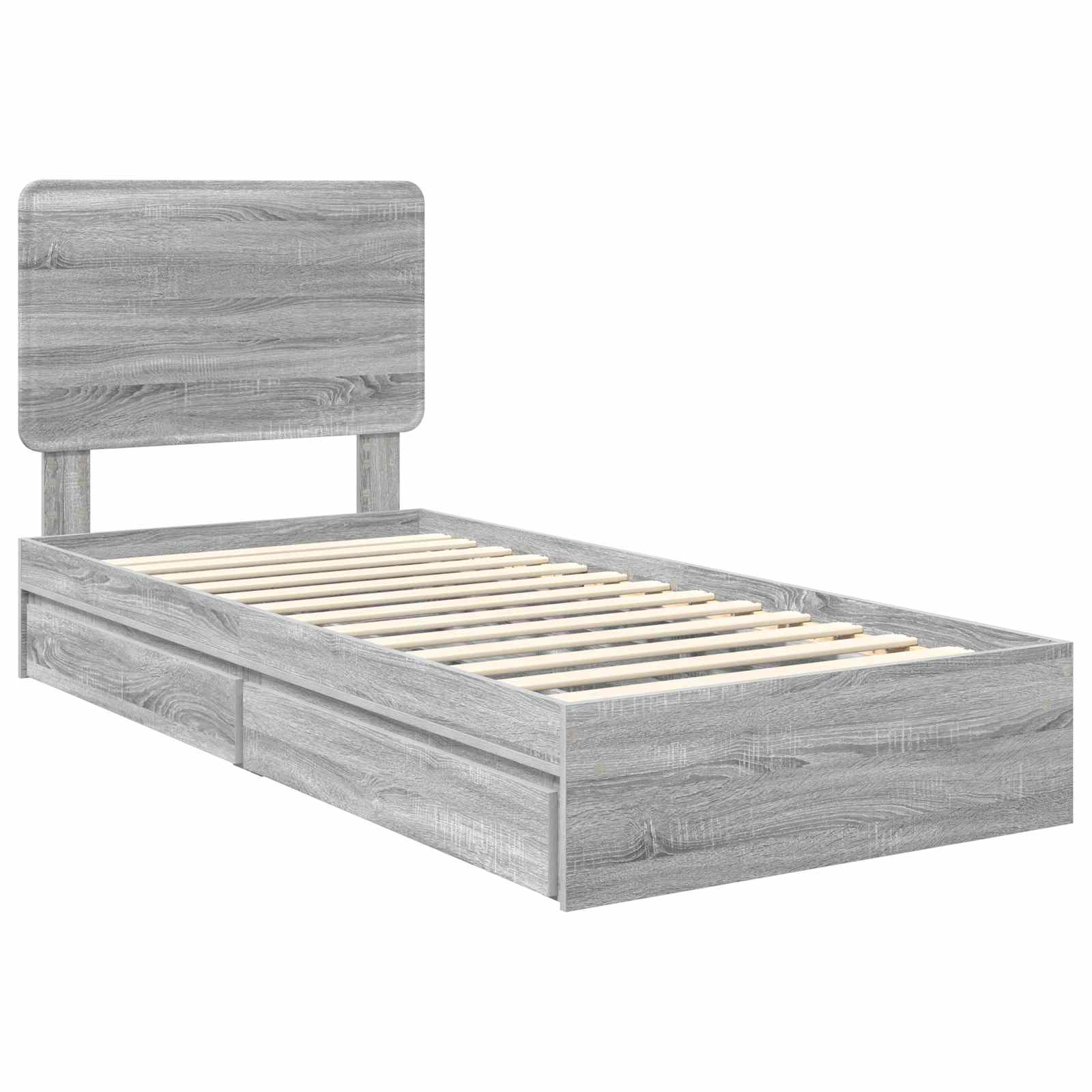 Krevet s od storage Siva Sonoma 75 x 190 cm Konstruirano drvo