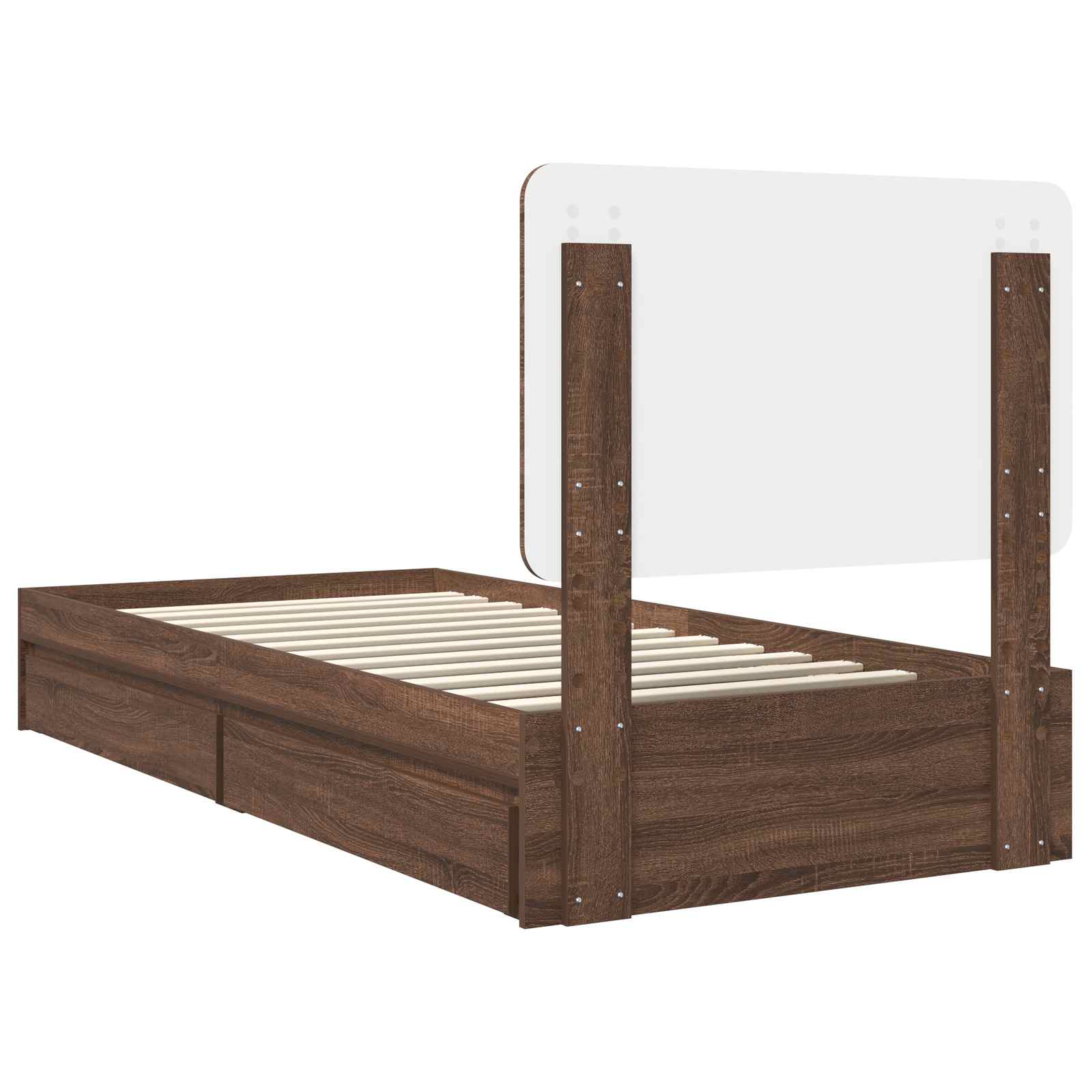 Krevet s od storage Smeđi hrast 75 x 190 cm Konstruirano drvo