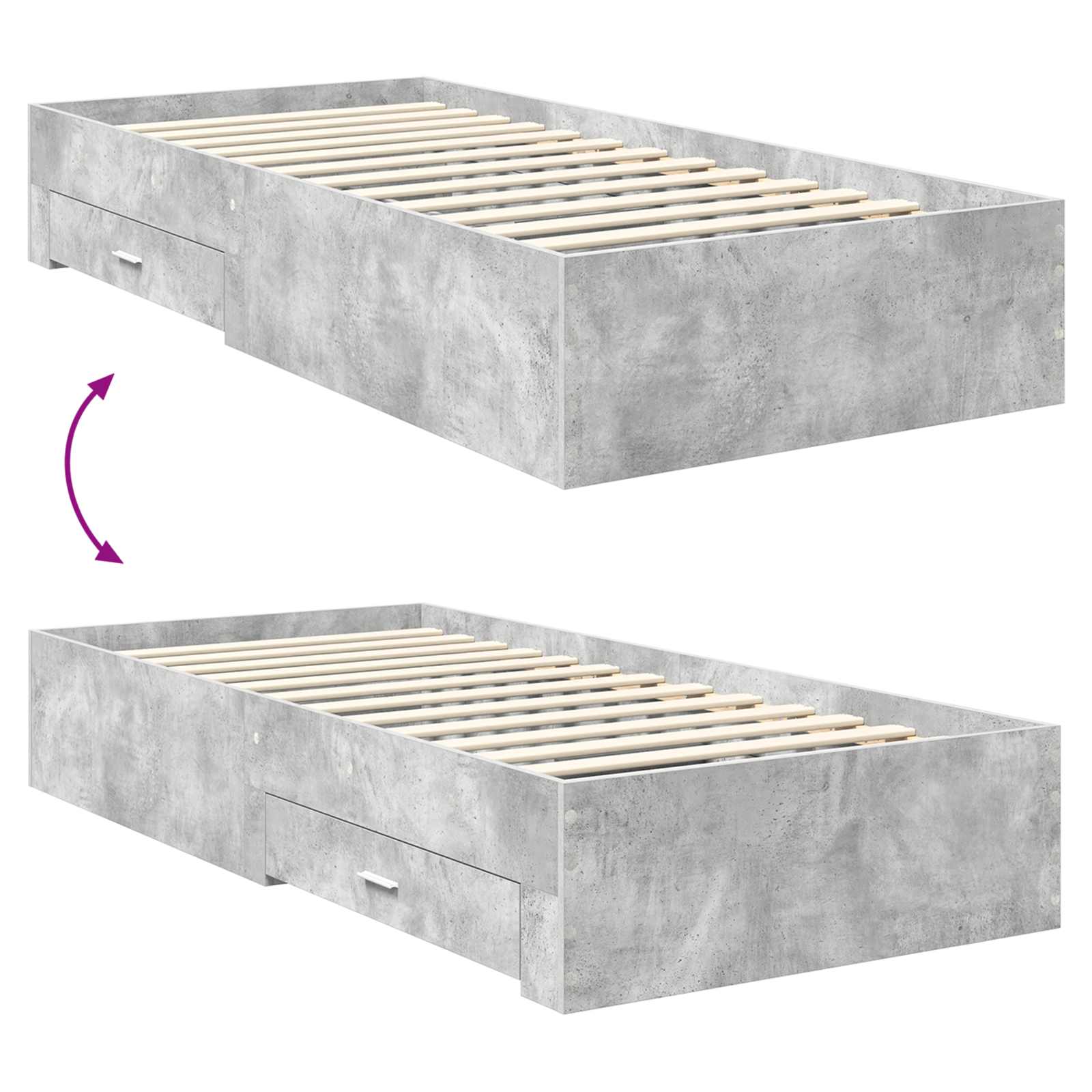 Krevetna konstrukcija s uzglavljem Betonski sivi 90 x 190 cm