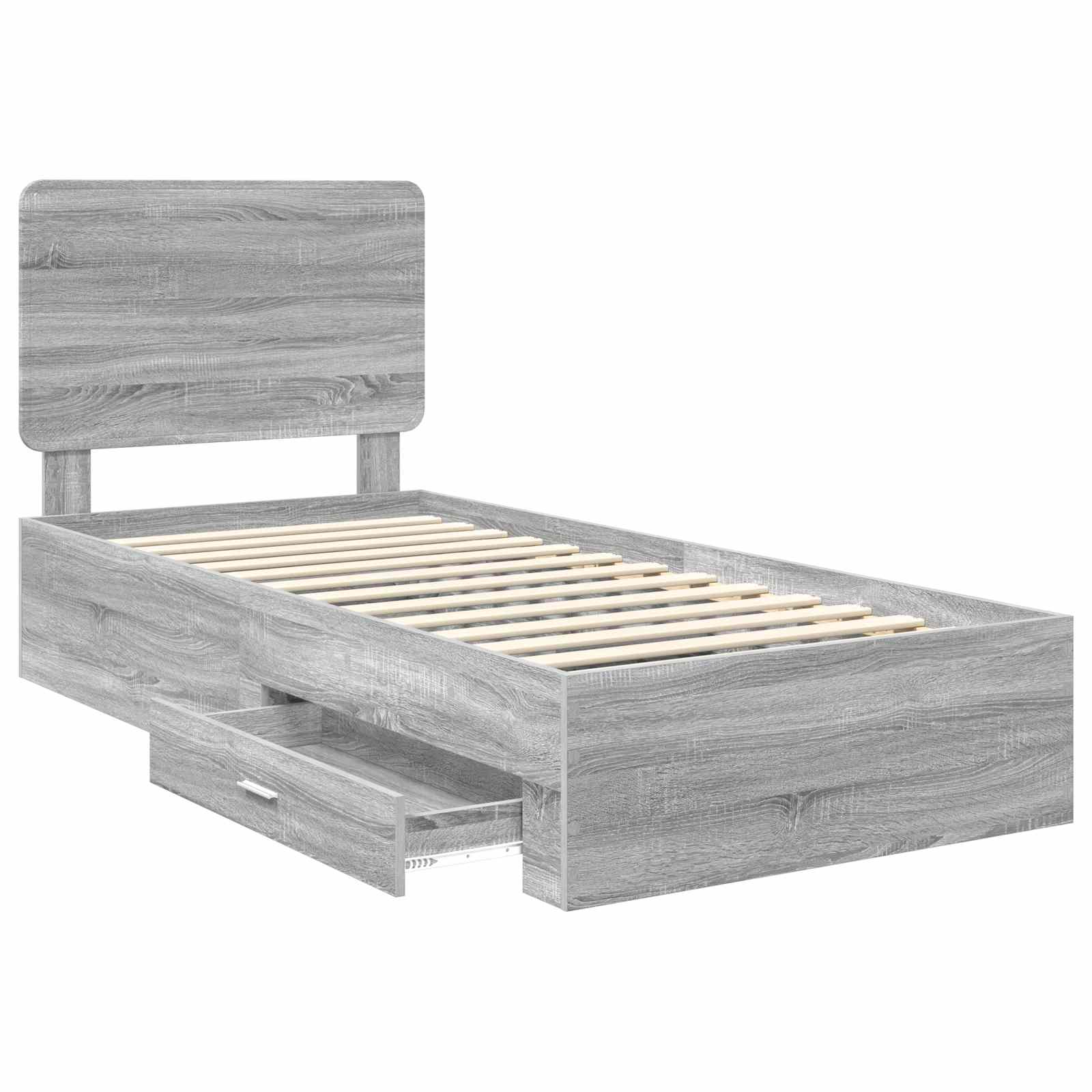 Krevetna konstrukcija Siva Sonoma 90 x 190 cm Konstruirano drvo