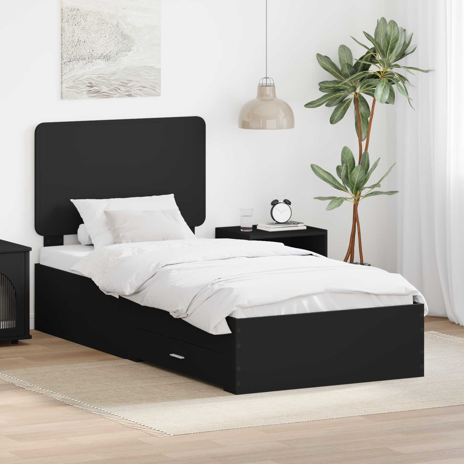 Krevetna konstrukcija Crna 75 x 190 cm Konstruirano drvo