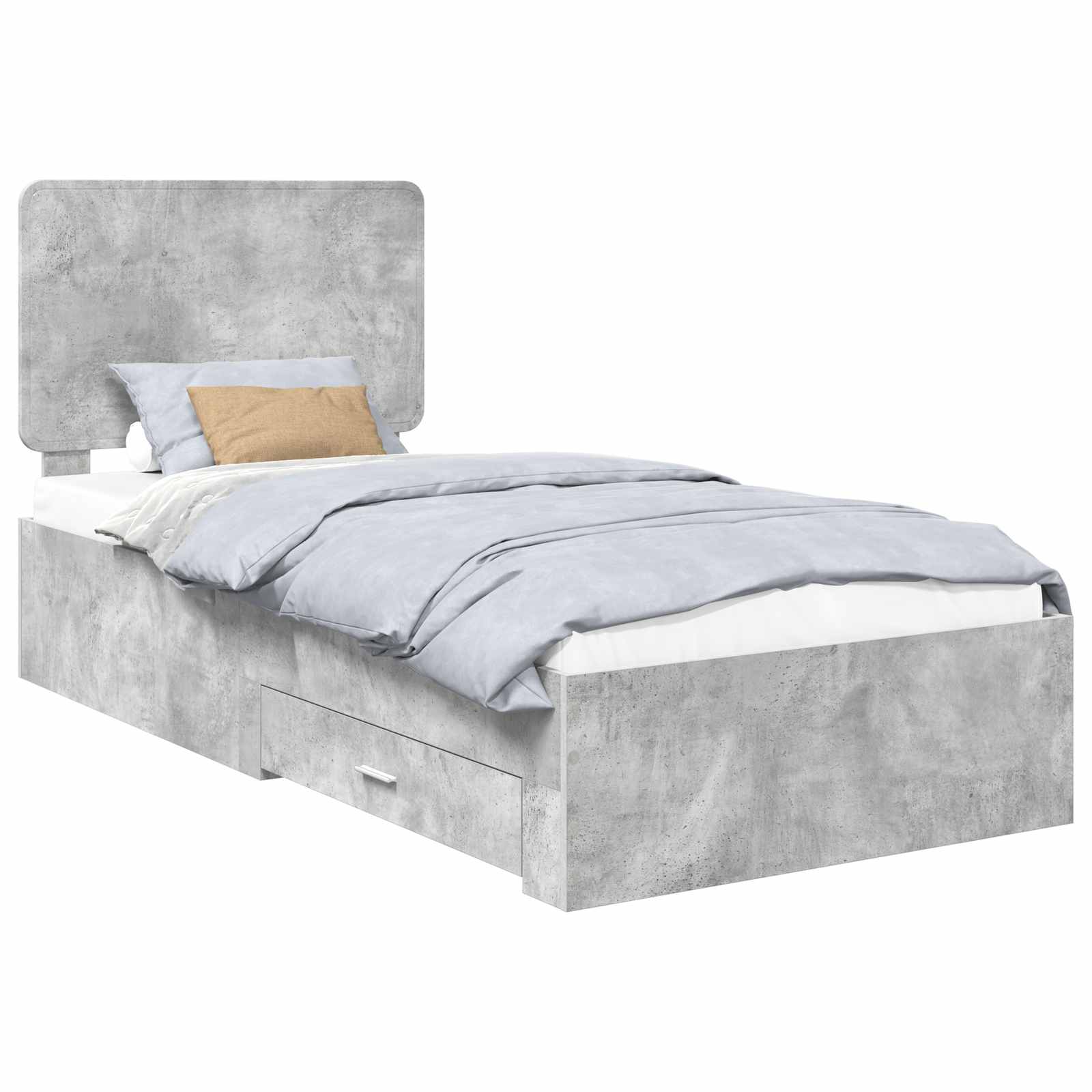 Krevetna konstrukcija s uzglavljem Betonski sivi 70 x 190 cm
