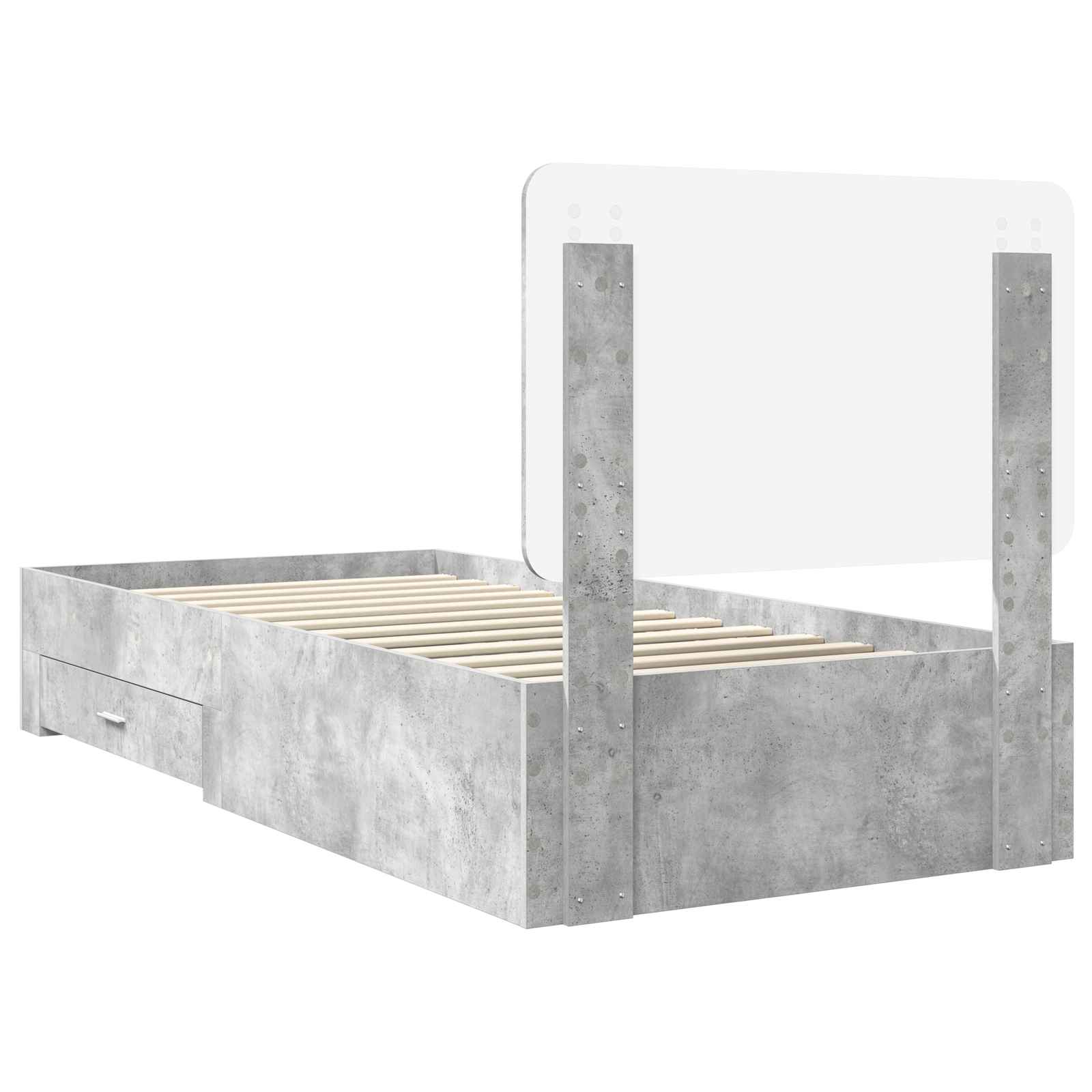 Krevetna konstrukcija s uzglavljem Betonski sivi 70 x 190 cm