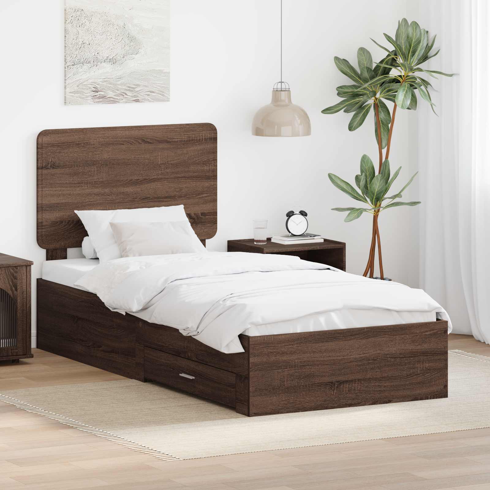 Krevetna konstrukcija Smeđi hrast 75 x 190 cm Konstruirano drvo