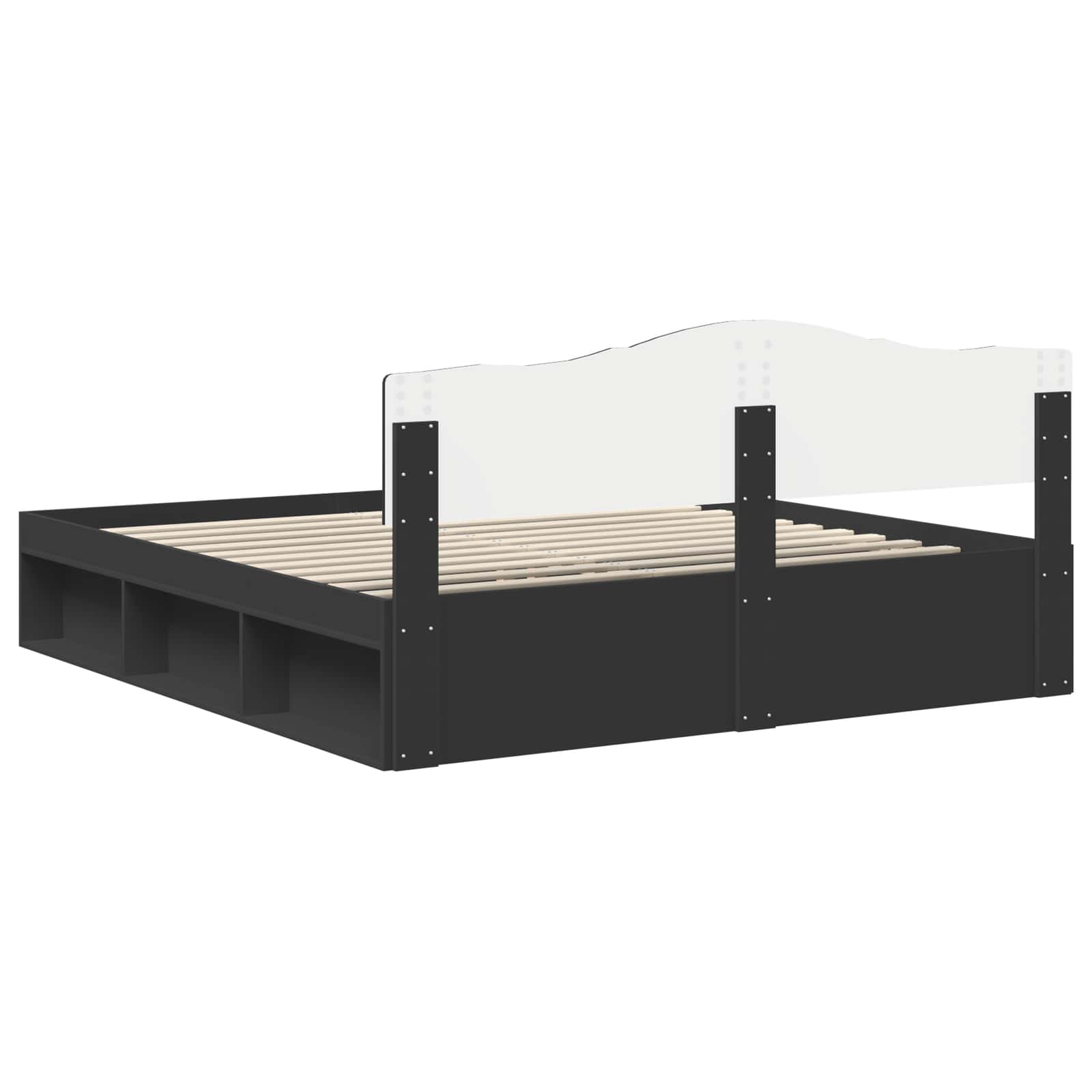 Krevetna konstrukcija Crna 200 x 200 cm Čvrsto borovo drvo