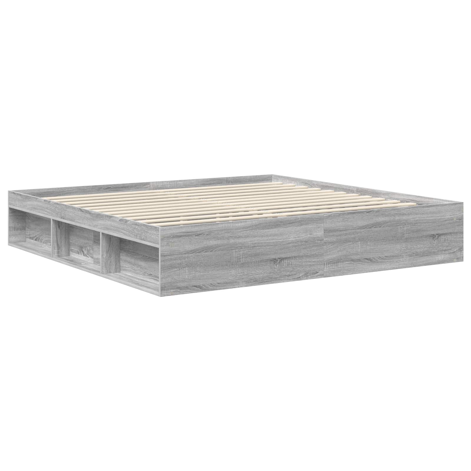 Krevetna konstrukcija s uzglavljem Siva Sonoma 200 x 200 cm