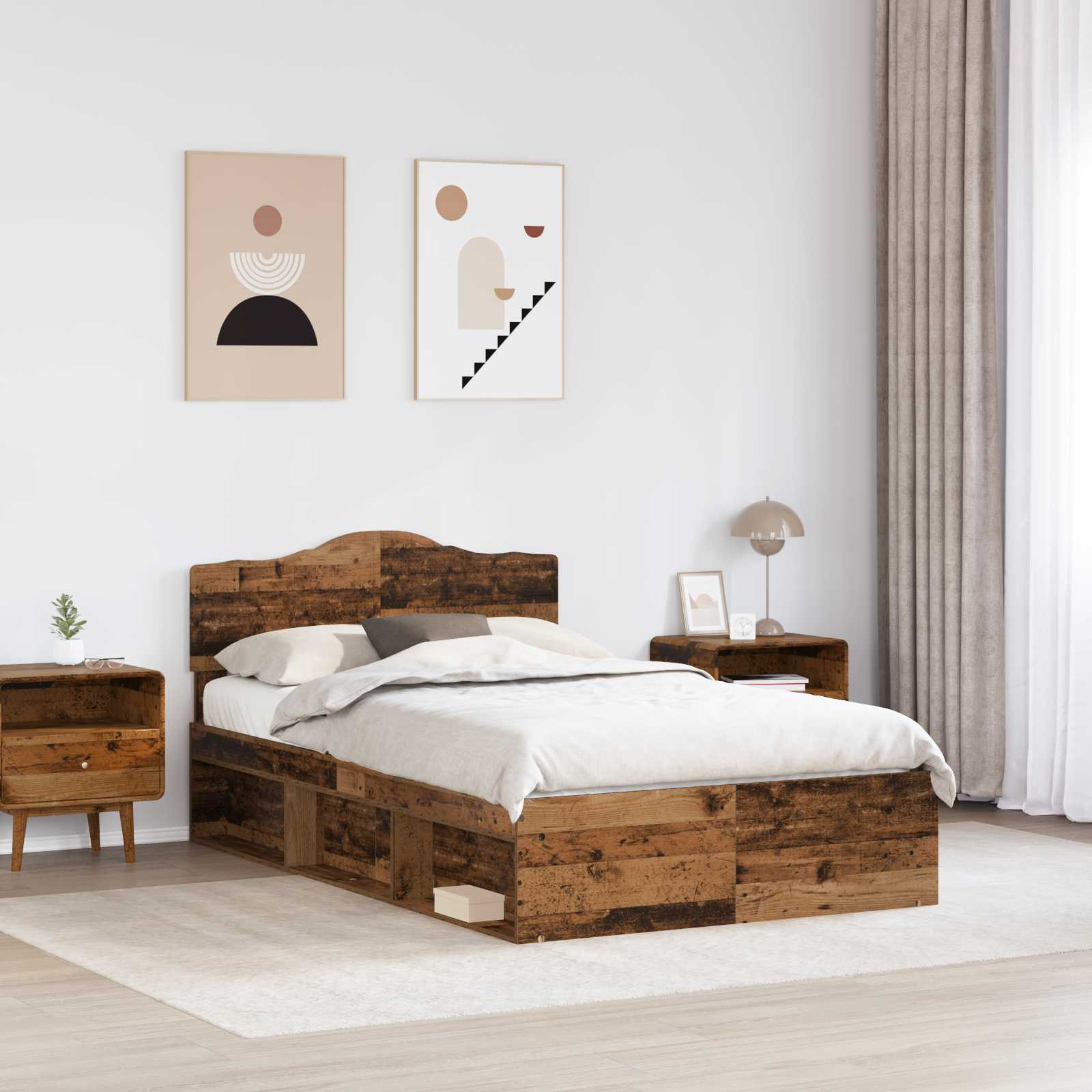 Krevetna konstrukcija s uzglavljem Staro drvo 120 x 200 cm