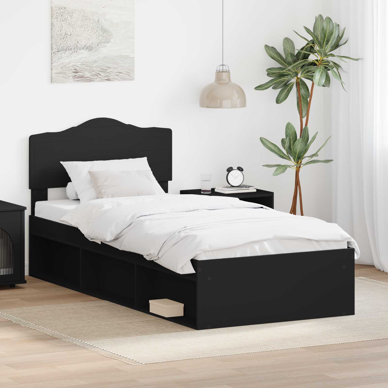 Krevetna konstrukcija Crna 100 x 200 cm Čvrsto borovo drvo